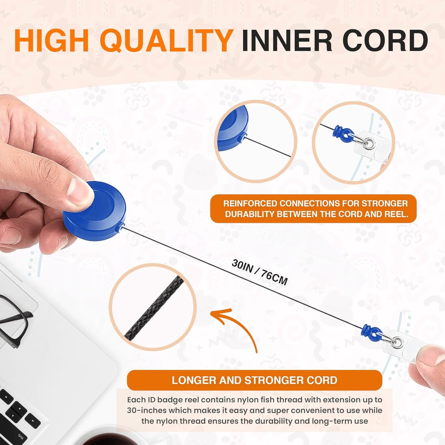 25 Pack Badge Reels Retractable Badge Holder with Clip, Id Clips for Badges, Id Badge Reel, Retractable Id Badge Clip with Clear Vinyl Strap & Alligator Swivel, No Twist Dispenser (Blue)