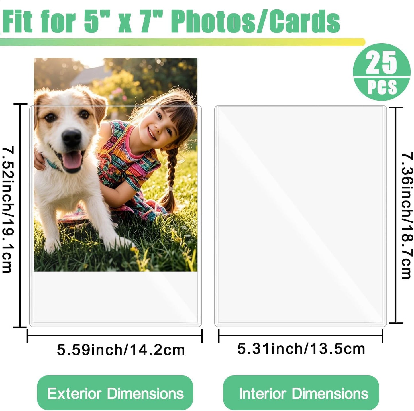 25PCS 5" x 7" Clear Rigid Card Sleeves – Waterproof Hard Plastic Protectors for Postcards, Prints, Photos, Trading & Sports Cards – Top Load Jumbo Sheet Holders