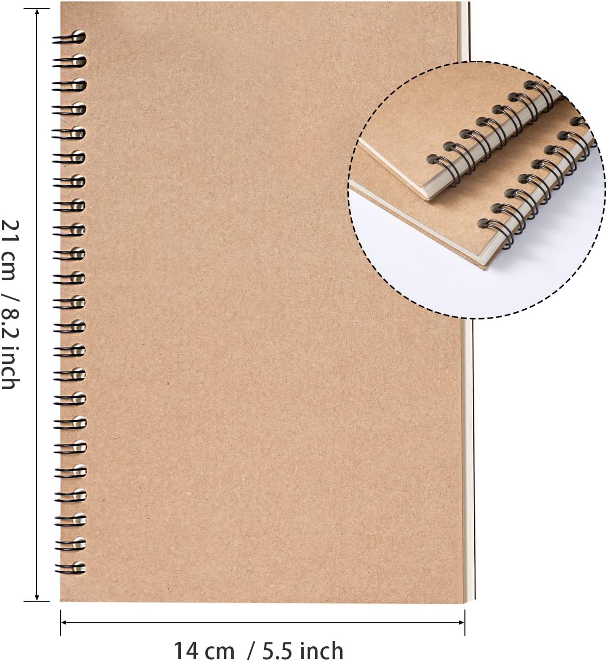 48 Pack A5 Spiral Notebook College Ruled Spiral Notebook Bulk Inches Hardcover Kraft Notebooks Lined Travel Writing Notebooks Journal Notepad for Office School Supplies, 100 Pages, 8.3 x 5.5 Inches