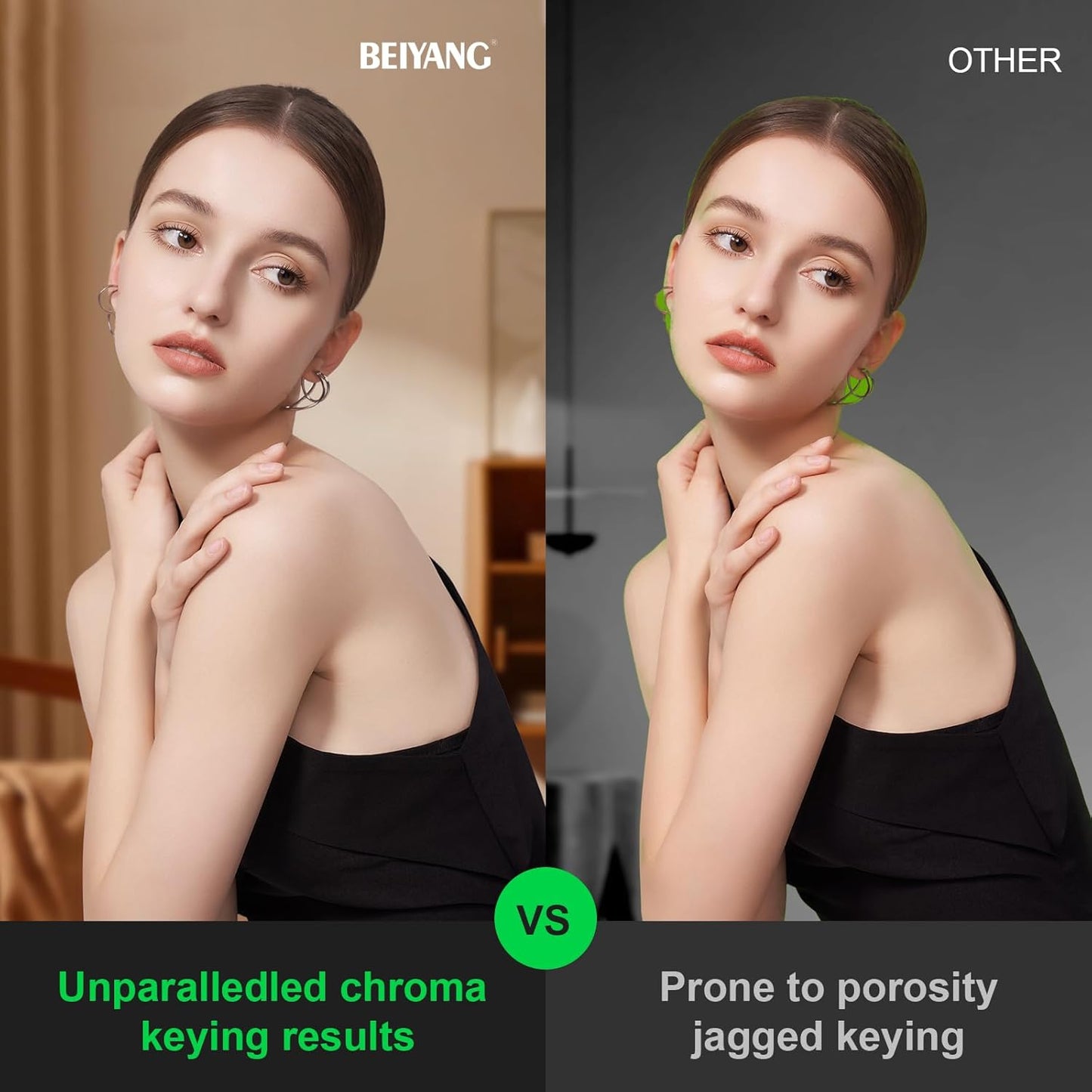 BEIYANG 8 Ft x 10 Ft Photography Backdrop Green Screen, Green Background Fabric Wrinkle Resistance, Greenscreen Photo Background for Chromakey Photo Studio Video Shooting