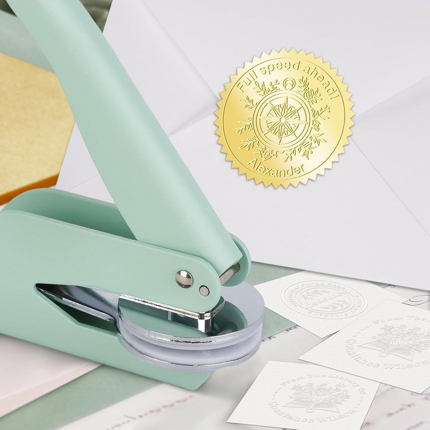 Book Embosser Custom Embosser Stamp with Your Name or Design Personalized Library Embosser Stamp Customized Books Business Cards Paper Documents Notebooks etc. (23)