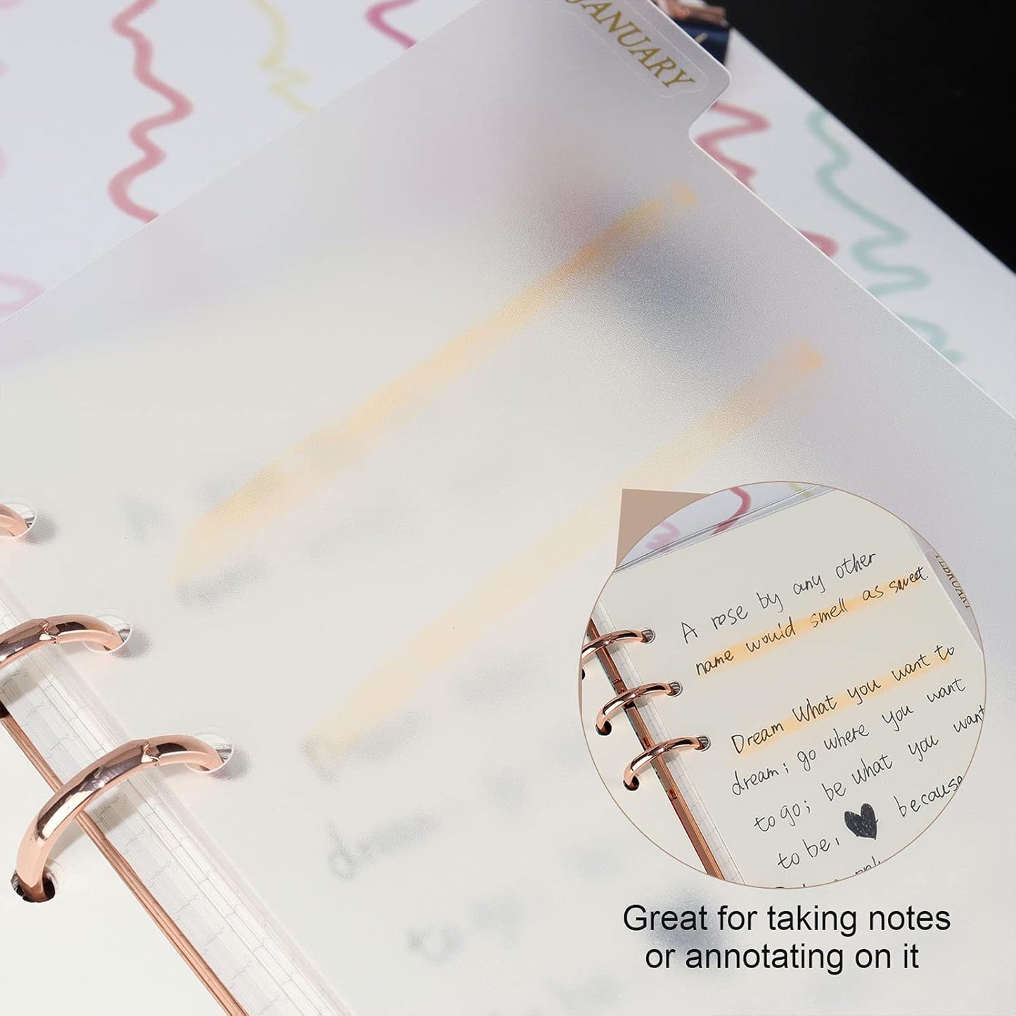 A5 Plastic Binder Dividers 6 Holes Durable Plastic Tab Dividers for 6-Ring Binders, Notebooks, Planners (Clear - 6 Tab & 1 Set)