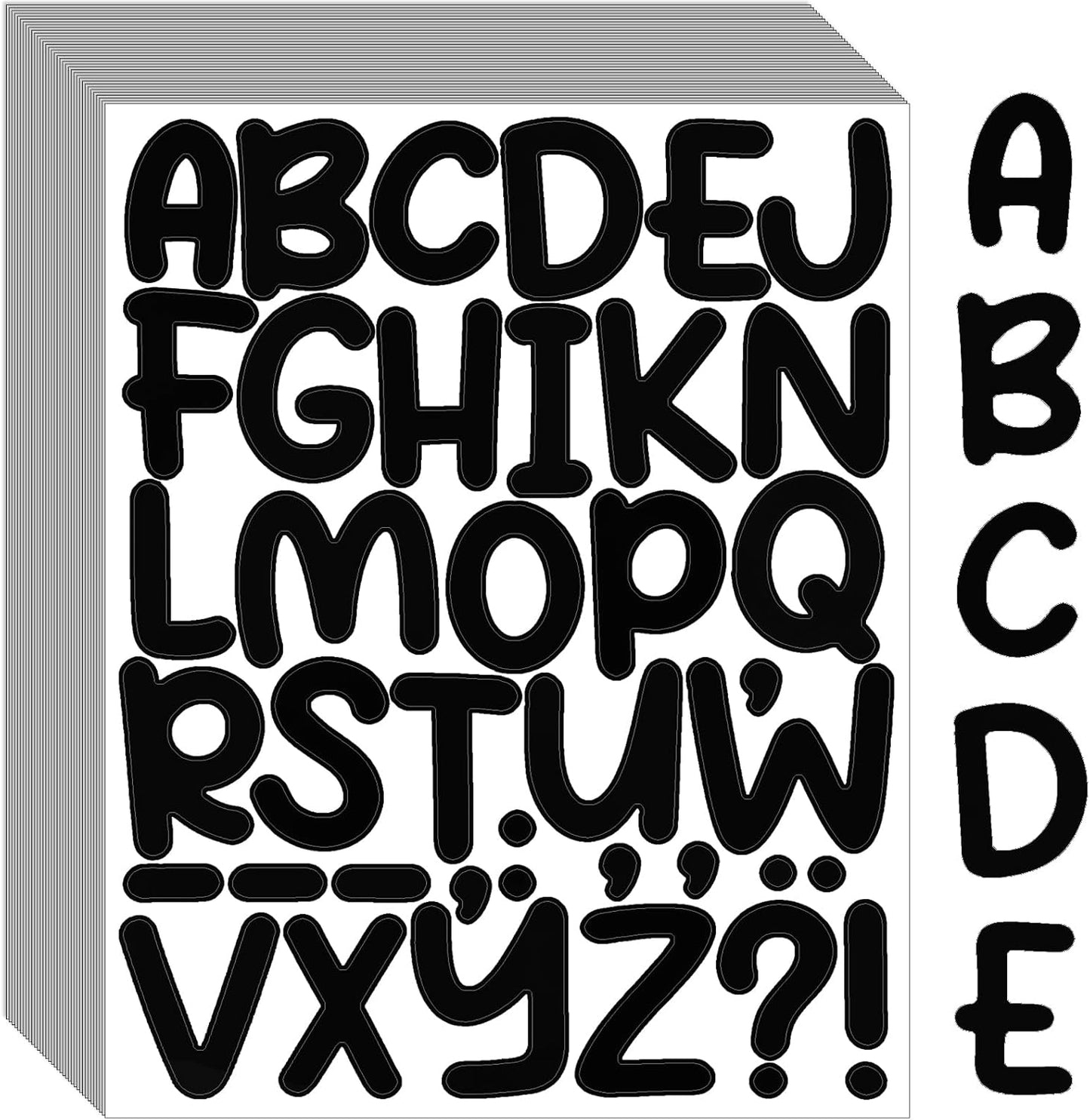 Bemeol 1368 Pieces Letter Stickers 36 Sheets 2 Inch Alphabet Letter Stickers Vinyl Self Adhesive Sticker Letters for Bulletin Board Home Classroom Mailbox Decor(Black)