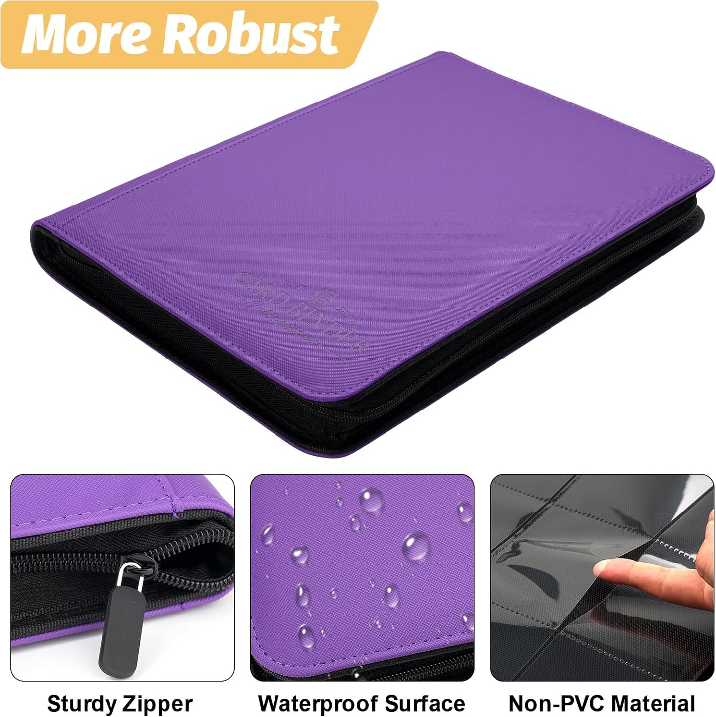 9 Pockets Card Binder,Premium Zip Trading Card Binder,540 Double Sided Pocket PU Collection Binder, Collector Album, Card Folder for MTG, TCG, Business Cards.(Purple)