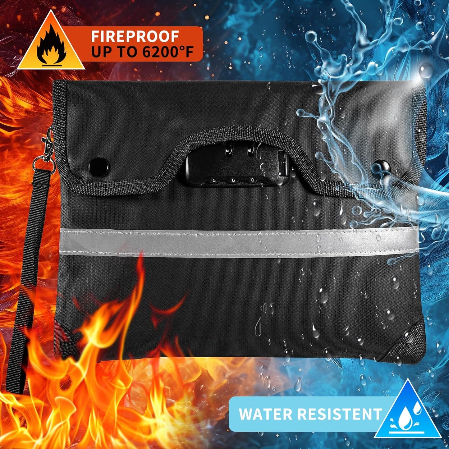 HOMELYLIFE Fireproof Docuement Bag, A5(11.4*8.5'') 6200°F Fire & Waterproof,Extra Thick Fireproof Cotton Lined for Home/Office,Secure Storage for Valuables,Cash,Contracts,Jewelry & Important Documents