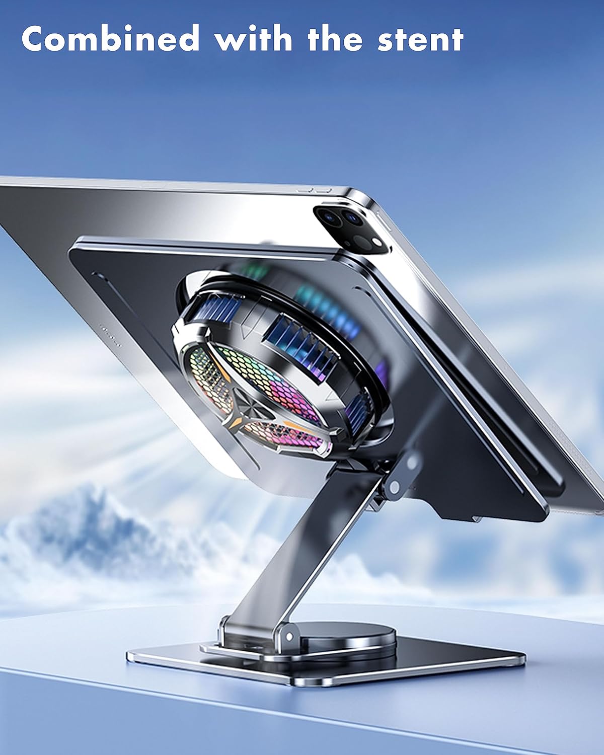 iPad Cooler,Magnetic Tablet Cooler for ipad/Surface pro/Samsung Tab,Universal Radiator with Temperature Display for Mobile Gaming,Tiktok Live Streaming(Including Tablet stand Holder)