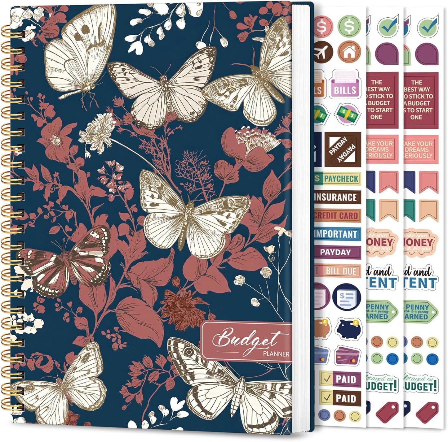 Aesthetic Budget Planner - Monthly Finance Planner with Expense Tracker Notebook, Undated Bill Organizer to Manage Your Finances, Account Book with Colorful Pattern-Golden Flutter