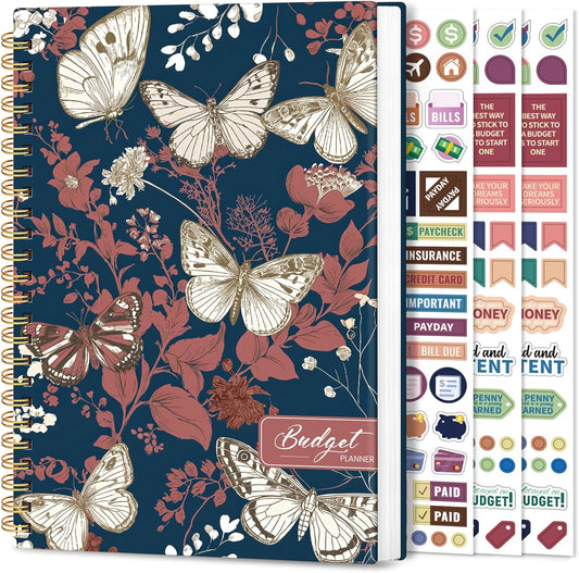 Aesthetic Budget Planner - Monthly Finance Planner with Expense Tracker Notebook, Undated Bill Organizer to Manage Your Finances, Account Book with Colorful Pattern-Golden Flutter