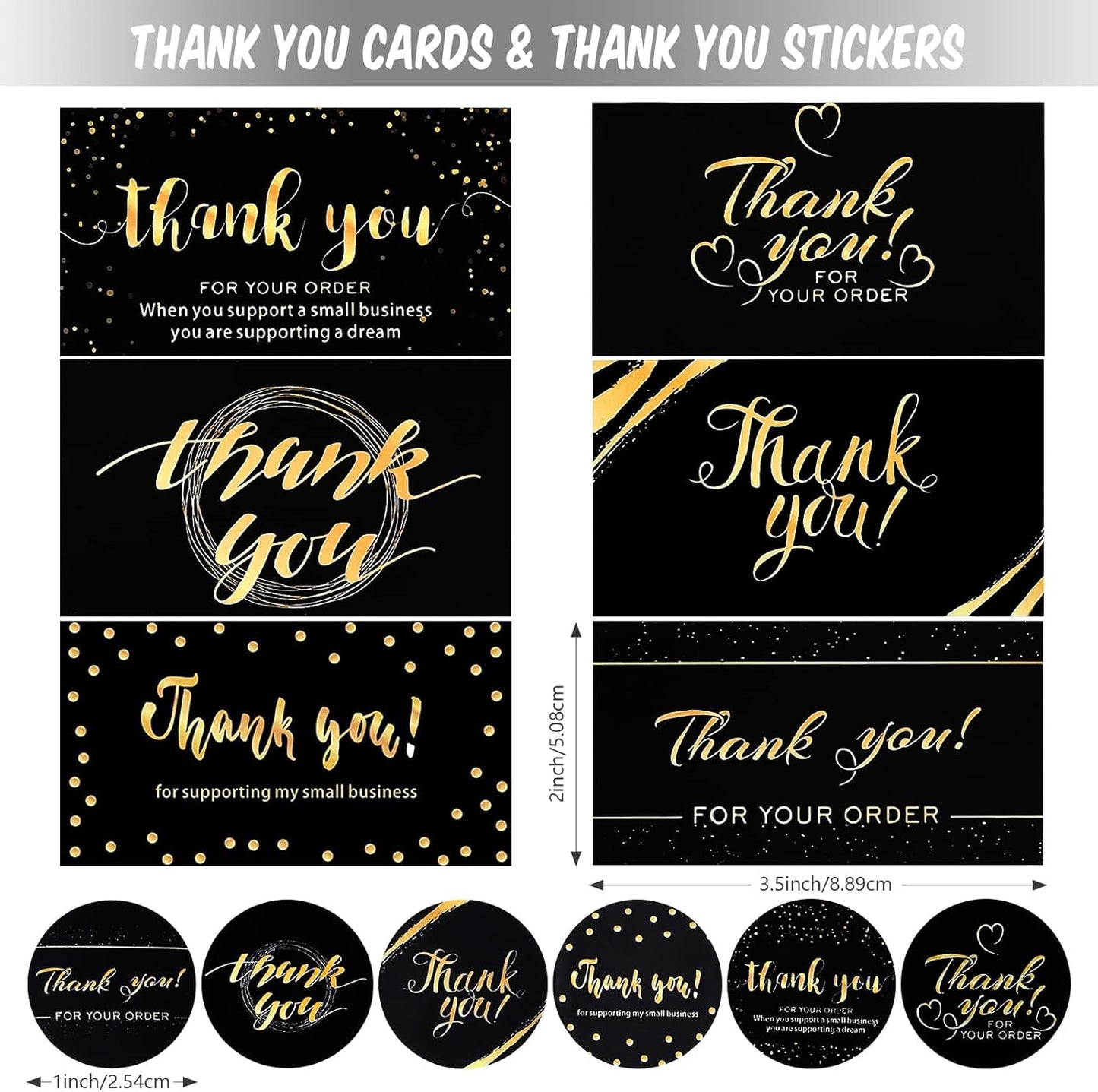 1120 Pcs Thank You Cards and Stickers Set, Include 120 Business Card 1000 Roll Labels Thank You for Supporting My Small Business Stickers Package Insert(Fresh Style)