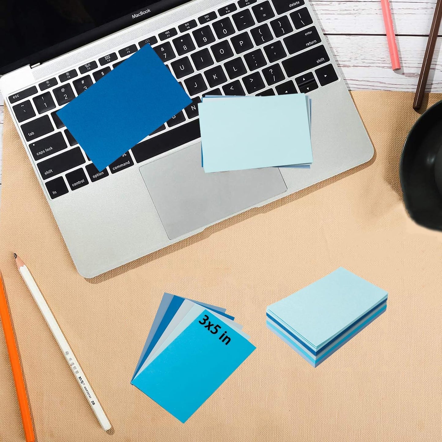 50 Sheets Small Colored Cardstock Paper 5 Colors, 250 GSM Heavy Card Stock for DIY Art Projects, Cards (Blue, 3x5)