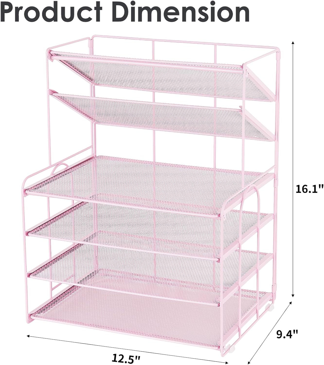 6-Tier Letter Tray Paper Organizer, Desk Organizers and Accessories, Desktop File Organizer, Office Desk Accessories for Office Supplies(Pink)