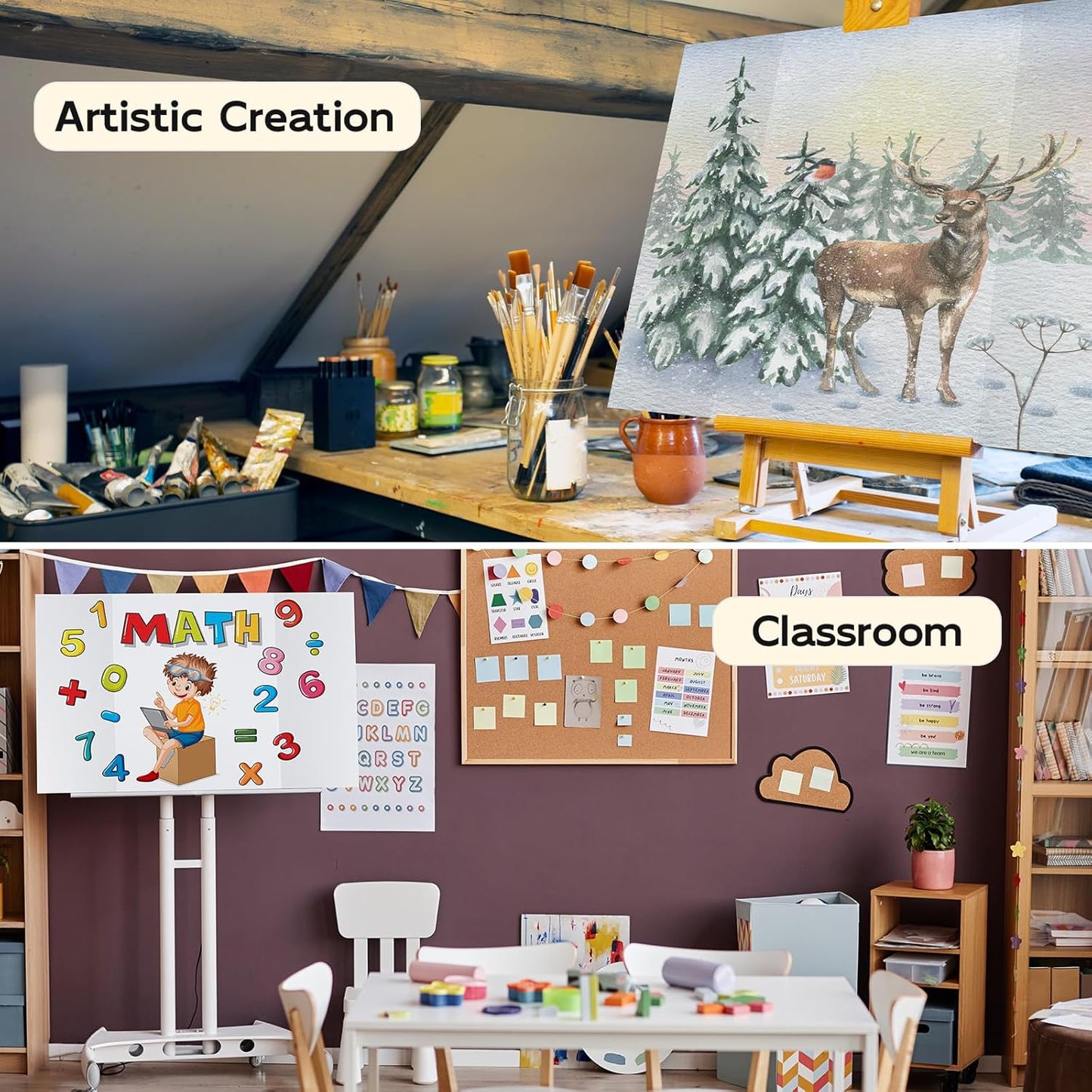 12 Pack Trifold Poster Board, 36x48 Inches White Presentation Board, Portable Display Board for Science Fair, School DIY Project and Business Exhibitions