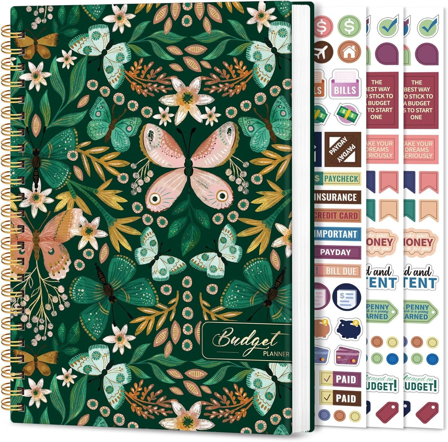 Aesthetic Budget Planner - Monthly Finance Planner with Expense Tracker, Undated Bill Organizer, Budget Notebook to Manage Your Finances, Account Budget Book with Colorful Pattern - Butterfly