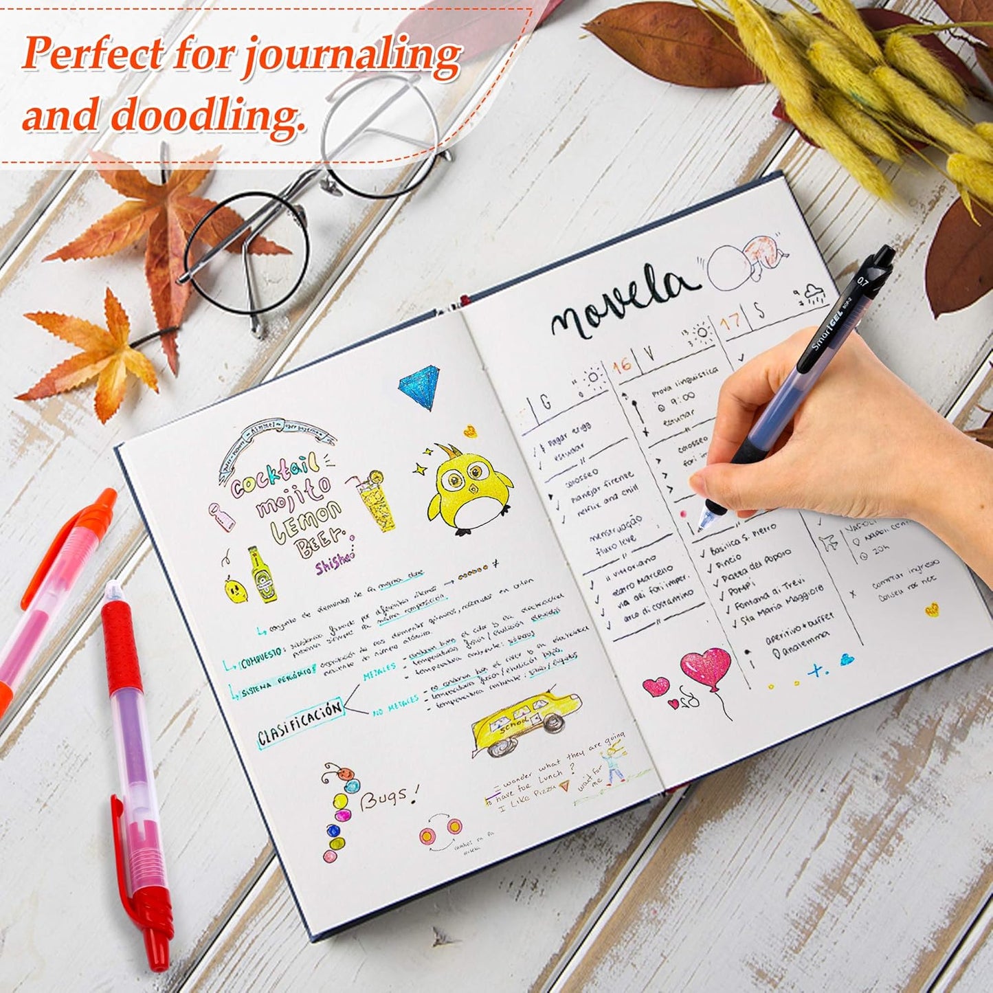 20 Colors Medium Point Colored Pens Retractable Gel Ink Pens with Comfort Grip,Smooth Writing for Journal Notebook Planner in Office Home (20 Colors) (20 Colors) (20 Colors)