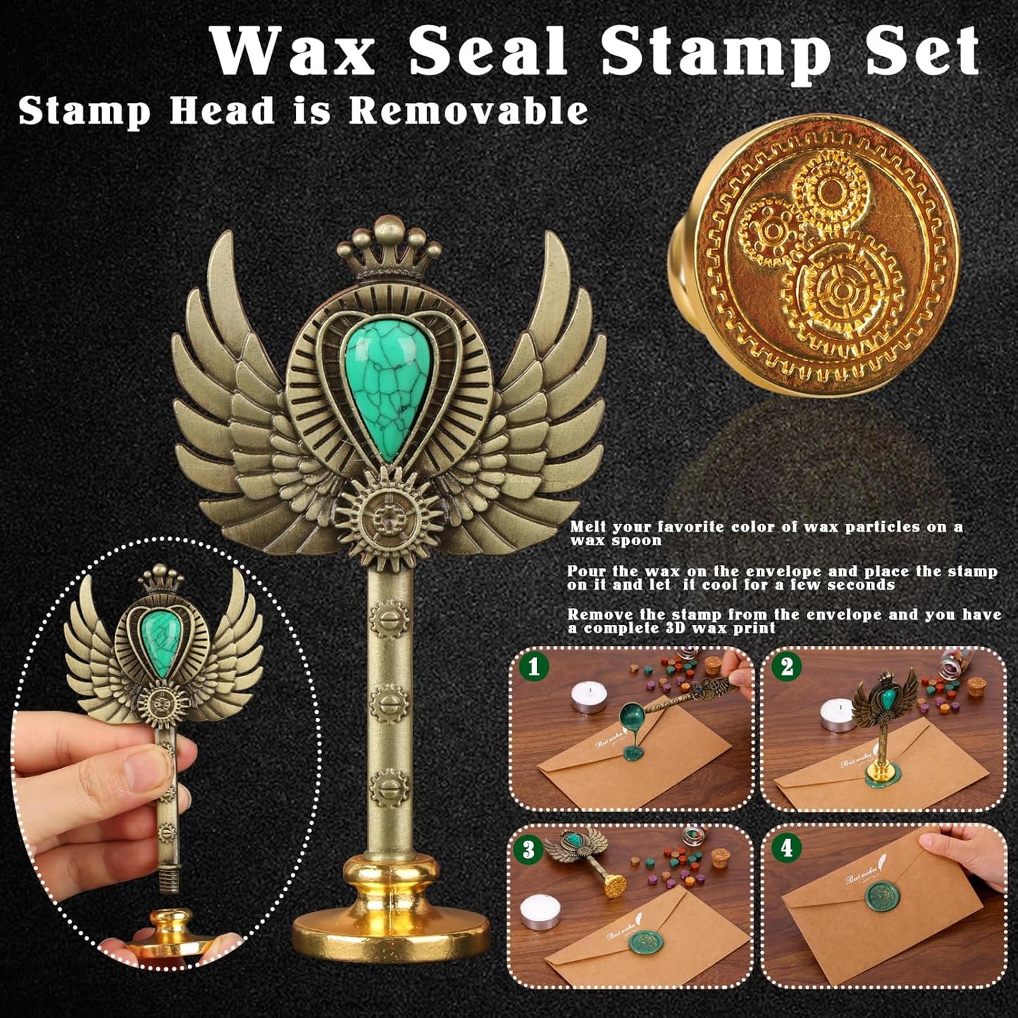 Aifeiter Quill Pen ink Set,Wax Seal Stamp Set,Calligraphy Pen ink Set,Feather Calligraphy Pen Set,Beautiful Gift Calligraphy Set,Christmas Gifts-Blue