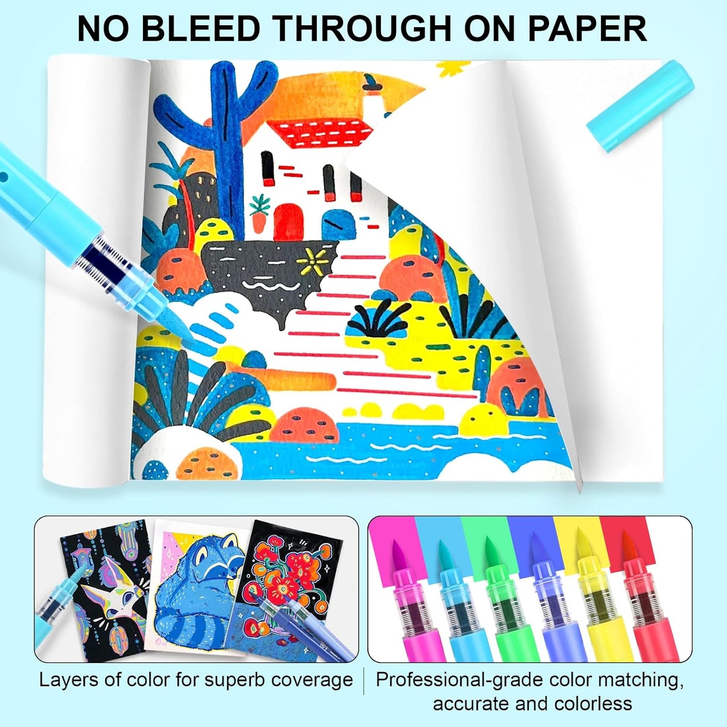 60 Colors Acrylic Paint Markers, Automatic Ink Control System with Soft Brush Tip Acrylic Paint Pens for Rock Painting, Canvas, Wood, Glass, Metal, Ceramic, Calligraphy, Card Making, DIY Crafts