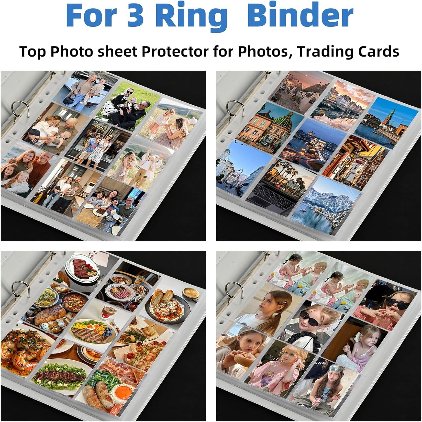 400 Pack 9 Pocket Trading Card Binder Pages, Holds 7200 Cards, Thickened Binder Sleeves, 3 Ring 9 Pocket Sheets for Sports Cards, Coupons Cards