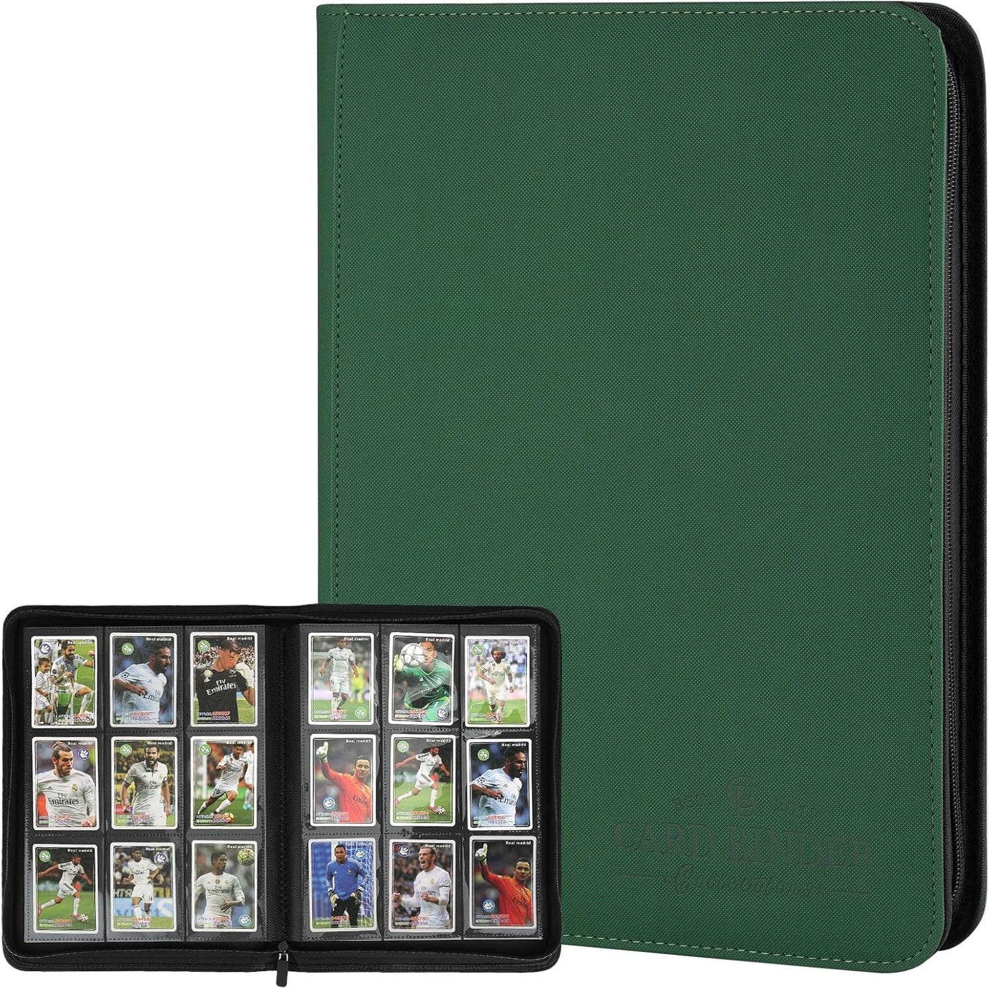 9 Pockets Card Binder,Premium Zip Trading Card Binder,540 Double Sided Pocket PU Collection Binder, Collector Album, Card Folder for MTG, TCG, Business Cards.(Blackish Green)