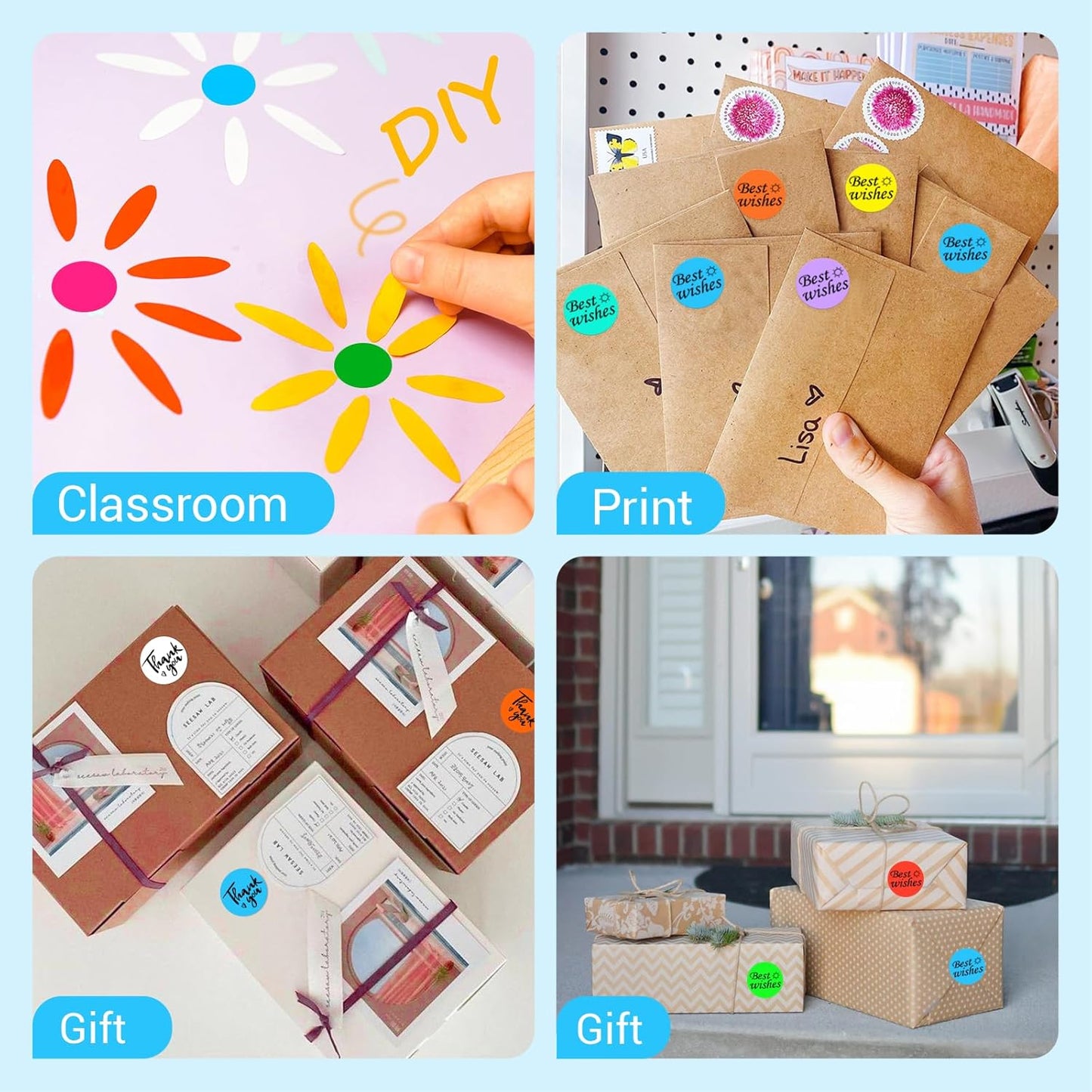 1 Inch Circle Dot Stickers 1000 PCS Color Coding Thermal Labels Dots Writable Printable Small Round Stickers for Office, Classroom, Inventory, Garage, Organizing Storage, DIY, Sky Blue