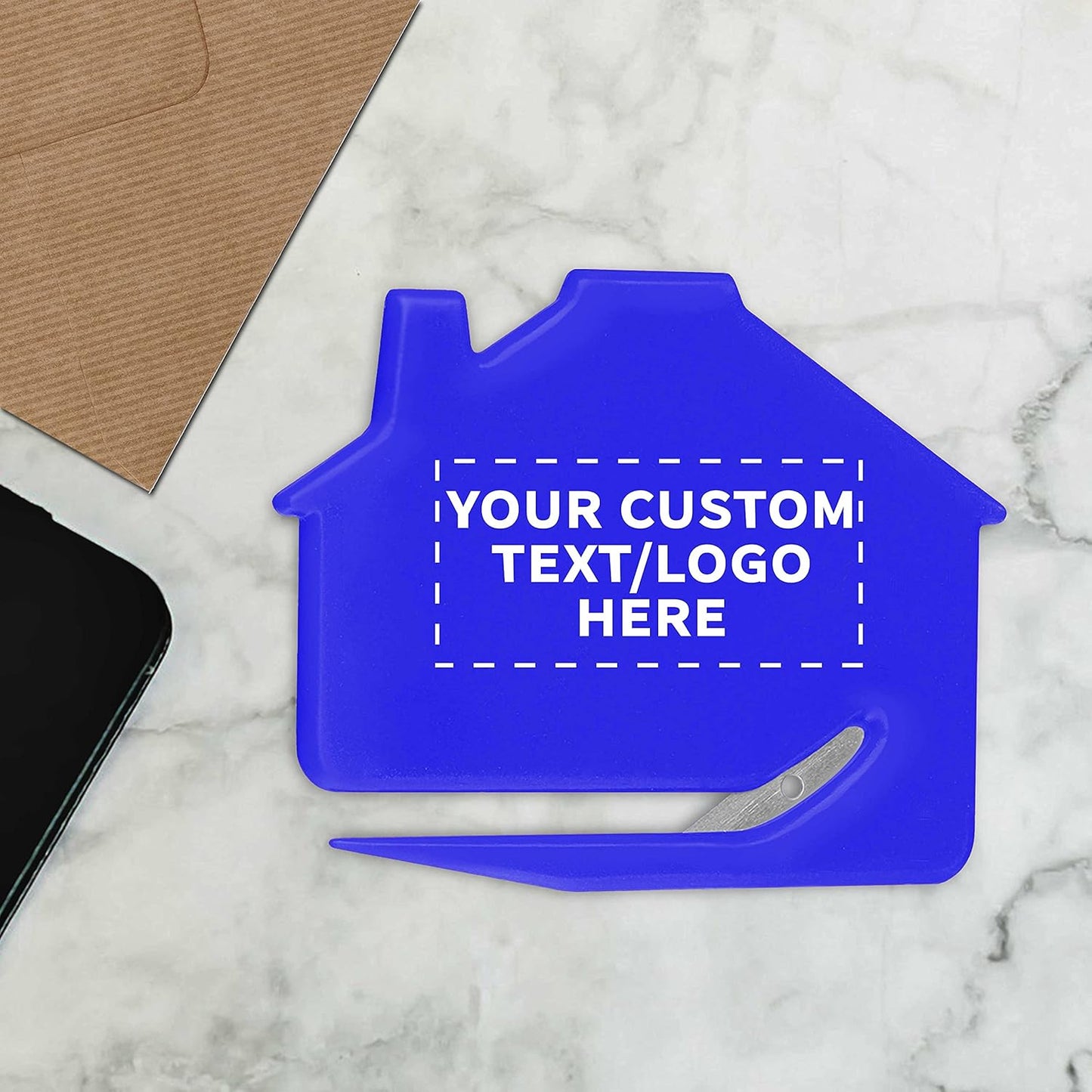 Custom House Letter Openers Set of 50, Personalized Bulk Pack - Perfect for Home or Office - Blue