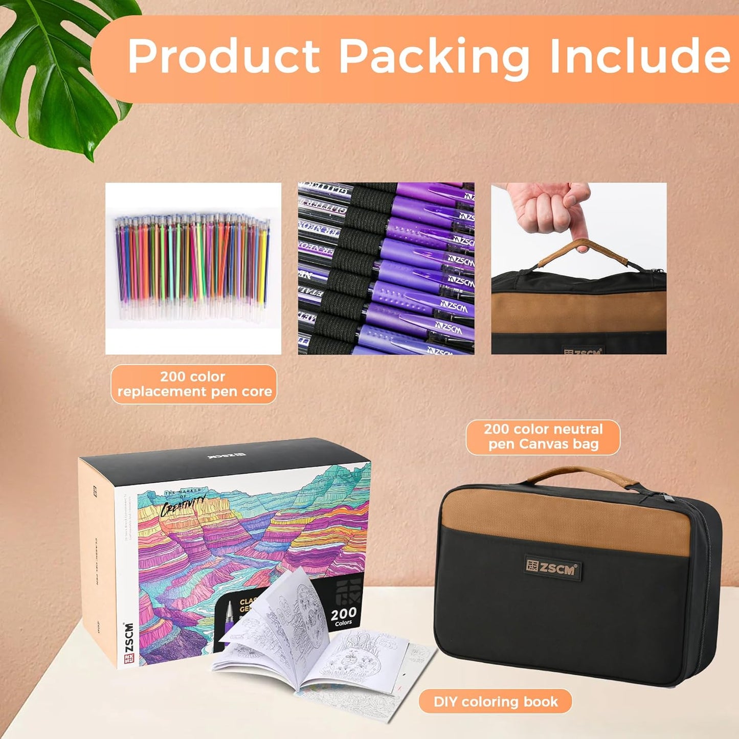 400 Pack Gel Pens for Adult Coloring Book, 200 Artist Colored Pens With 200 Refills, Fine Tip Metallic Glitter Gel Pens for Drawing Doodling Journaling Craft Art Supplies