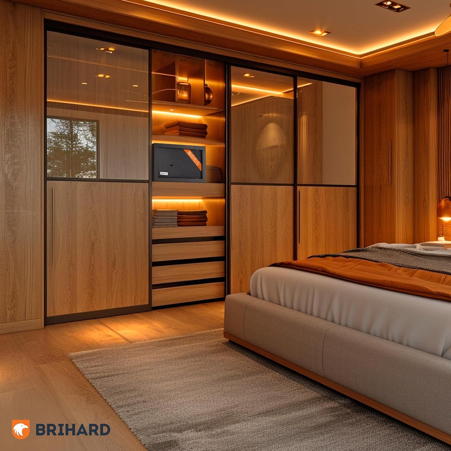 Home Key Lock Safe 7.87"H x 12.2"W x 7.87"D, Small Safety Box with Key 0.39 Cubic Feet, Jewelry & Money Safe with Key Lock Only, Mini Lockable for Home