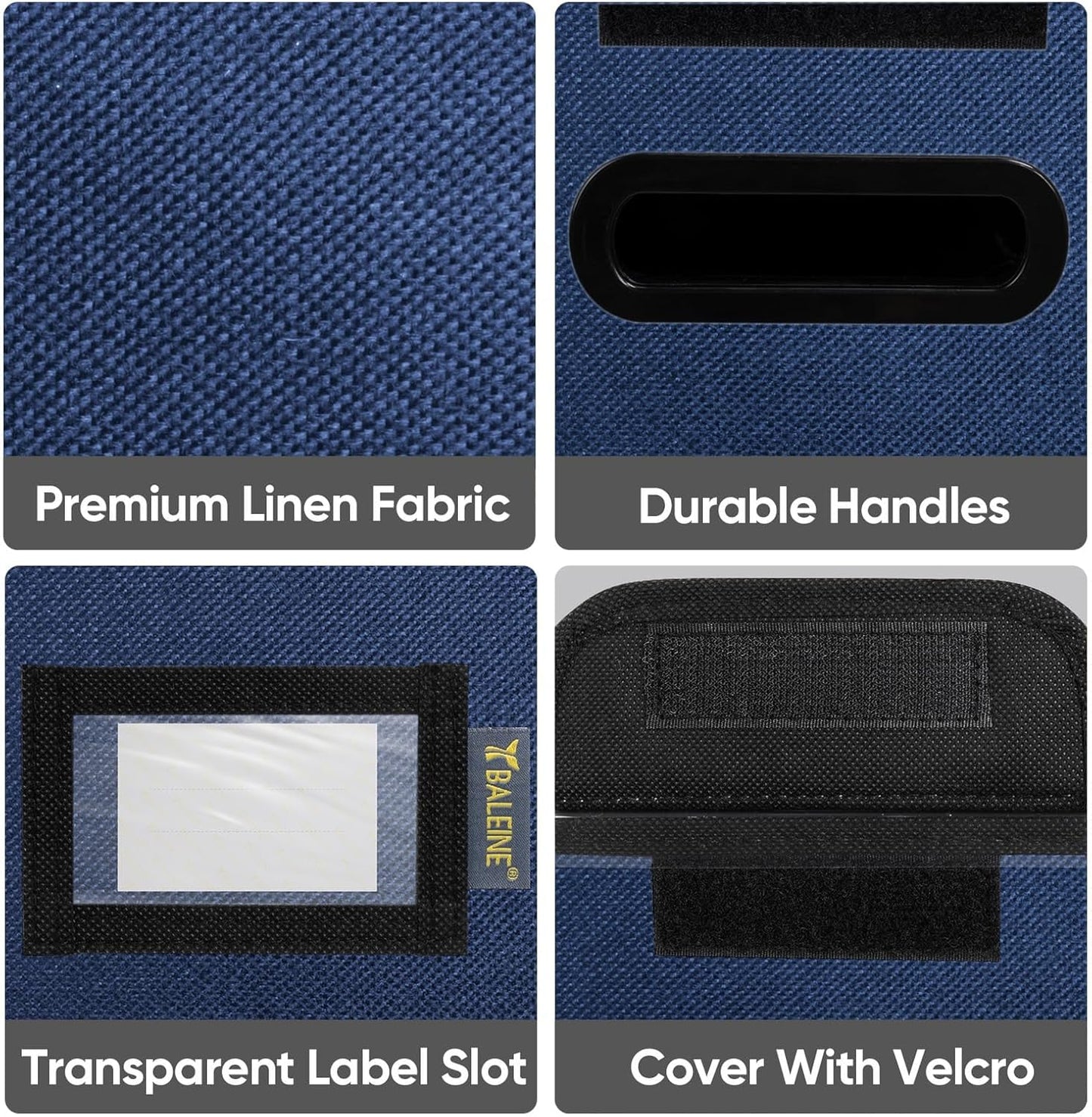 BALEINE File Organizer Box with Lid, Collapsible File Folder Organizer with Plastic Slide, Hanging File Folder Box for Office Document Storage (2 Pack, Blue, S)