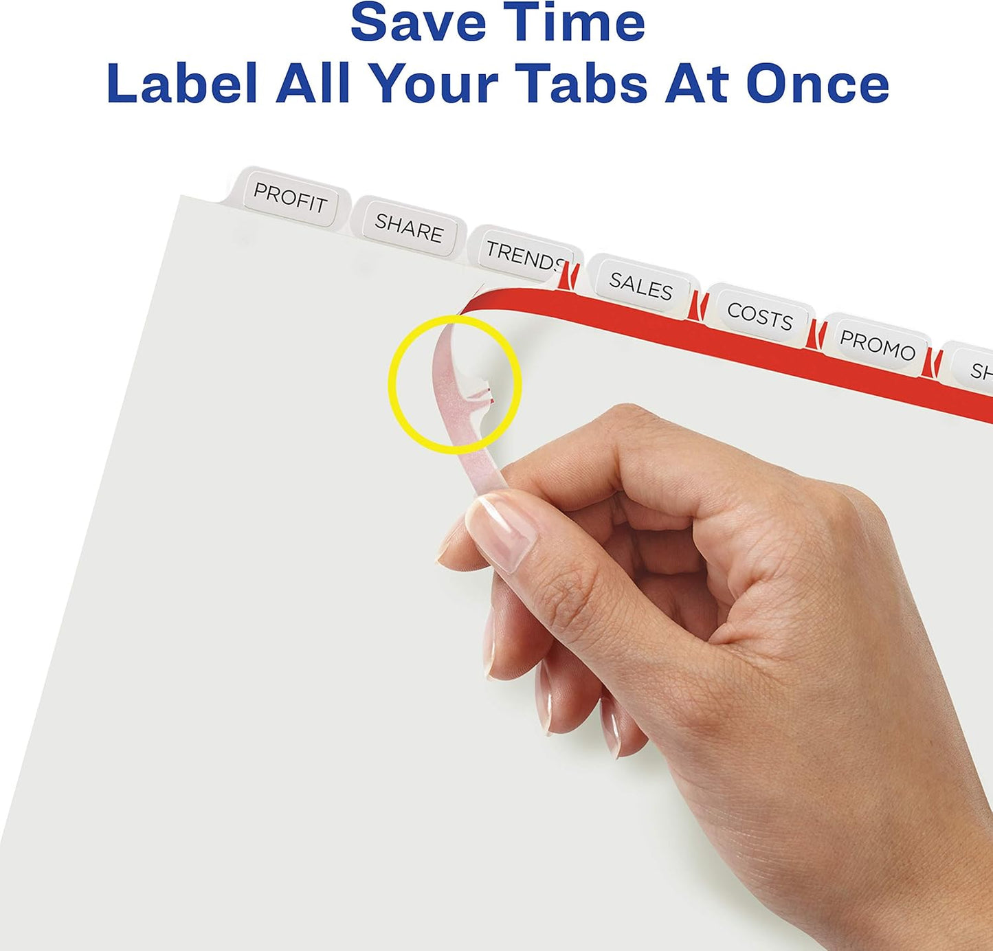 Avery Print & Apply Clear Label Dividers, Index Maker Easy Apply Printable Label Strip, 8 White Tabs, 50 Sets, Case Pack of 2 (11557)