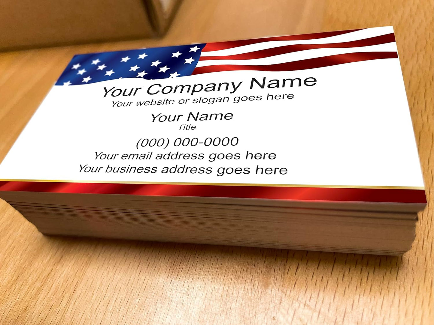 IMPACTONLINEPRINTING, Business Cards 100pcs - Thick Smooth16Pt Paper(350gsm), Us Flag-2