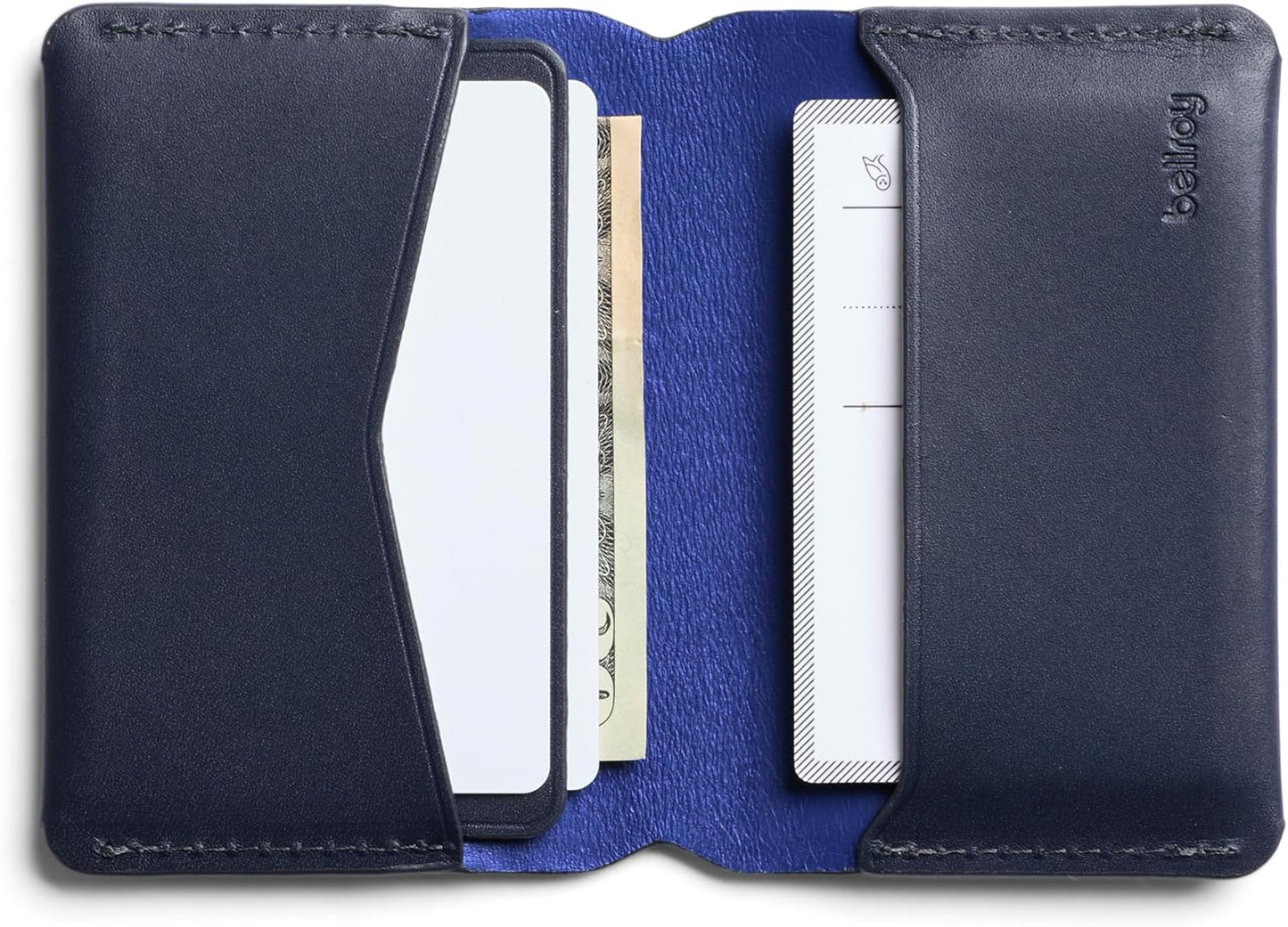 Bellroy Under Cover (slimline leather card wallet/holder with card storage, quick access slot, plus space for folded bills) - Navy