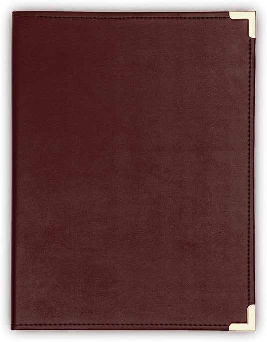 Samsill Classic Collection Business Portfolio - Executive Padfolio for Resume & Document Organizer - 8.5 by 11-Inch Legal Pad, Faux Leather with Brass Corners (Burgundy)