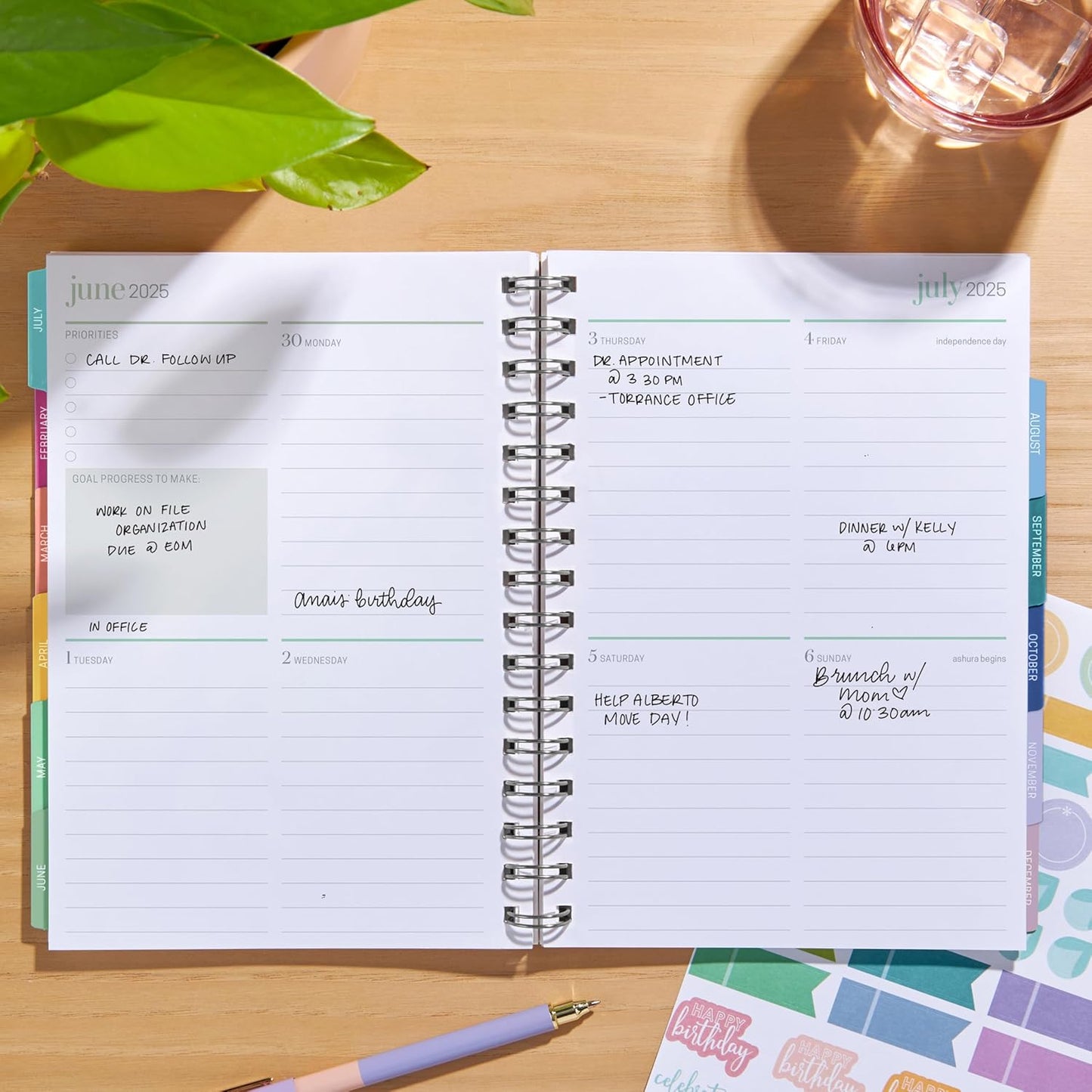 Inspired by Erin Condren A5 Undated Weekly & Daily Planner – 12-Month Spiral Agenda, Non-Dated Monthly Planner with Stickers, Water Garden Design (January 2025 - December 2025)