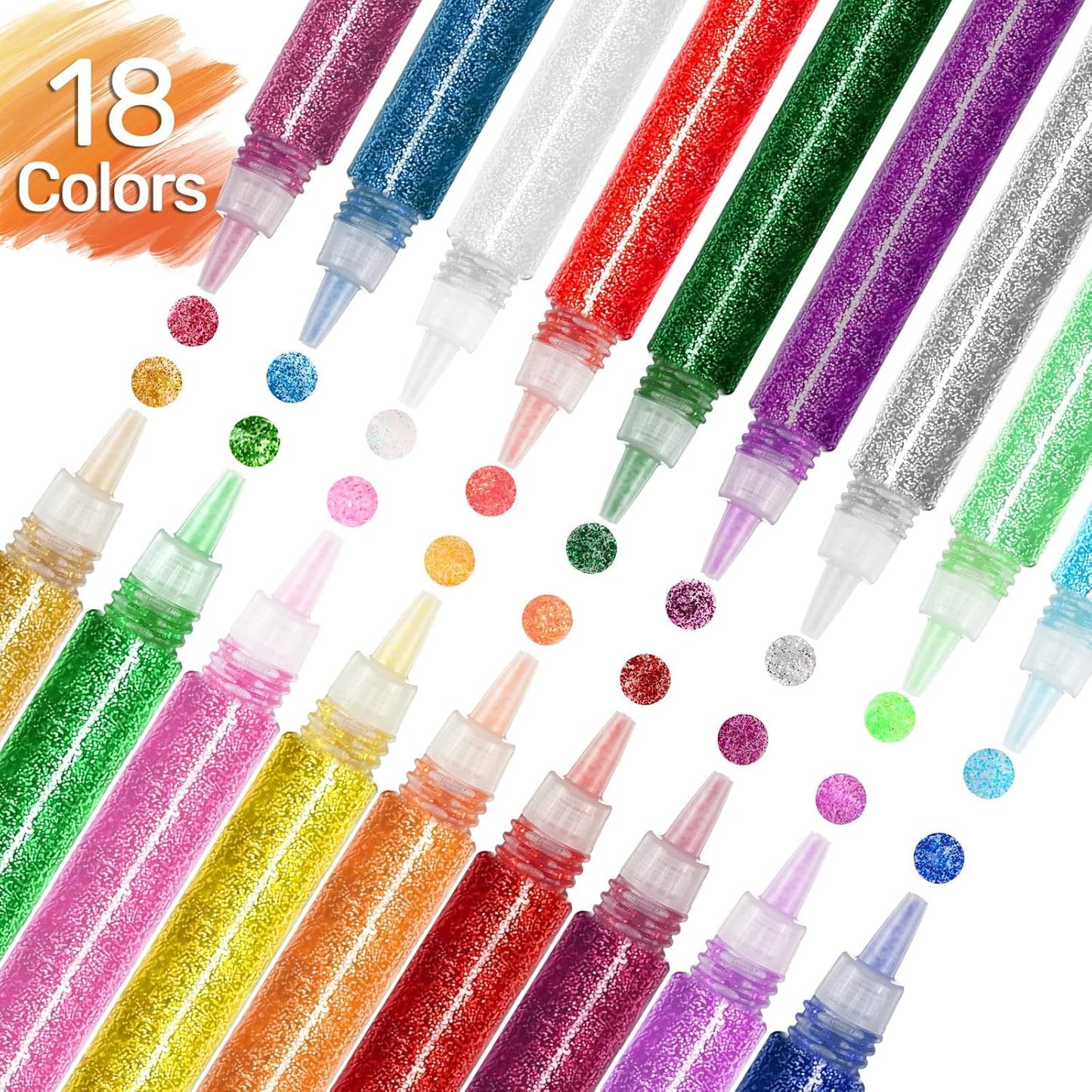 72 Pcs Glitter Glue Pens Bulk 18 Colors Crafts Pens Stick Glitter Glue for Crafts School Gifts Supplies for DIY Arts, Projects Scrapbooking, Cards(10 ml)