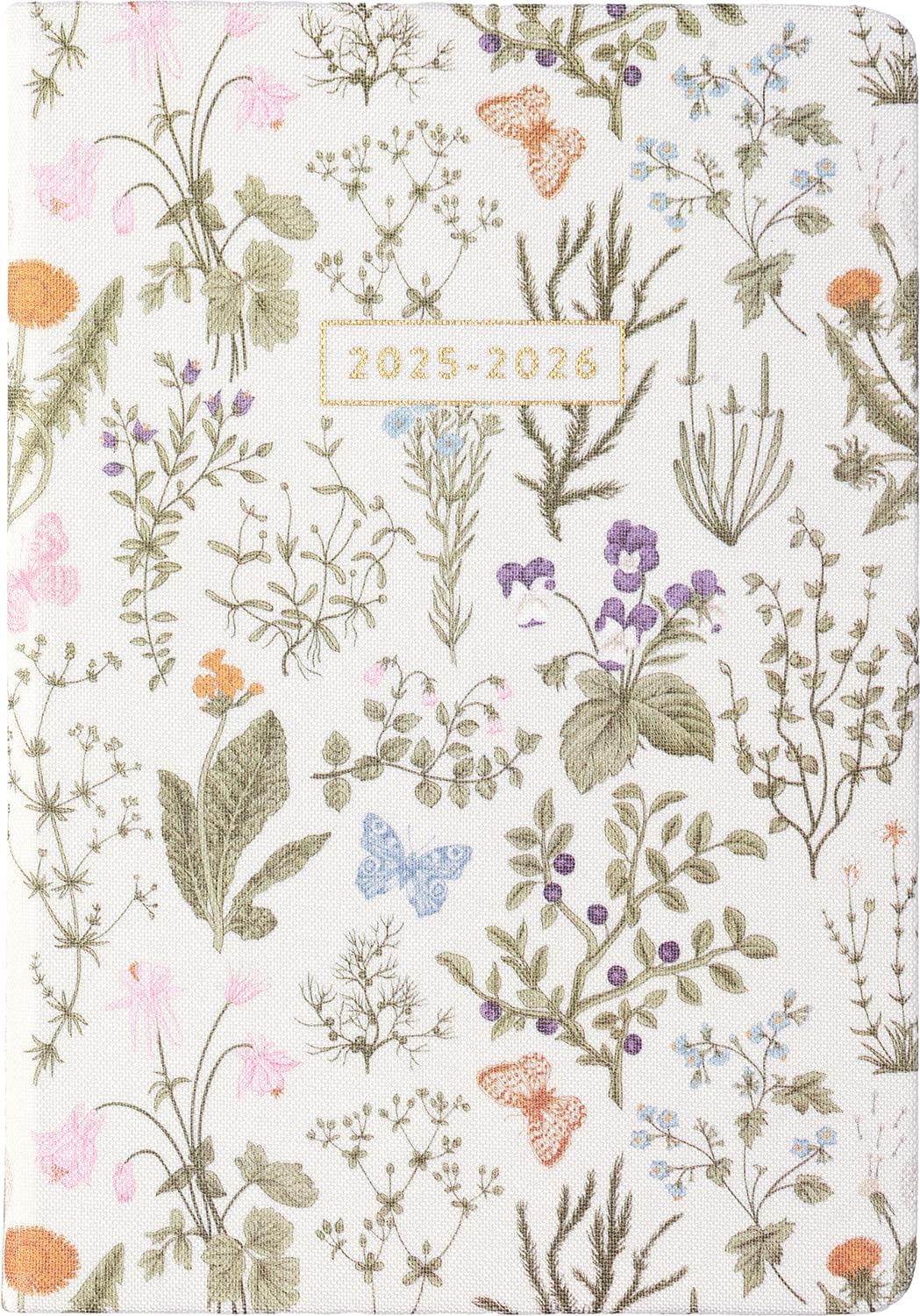 2025-2026 Eccolo 18 Month Linen Botanical Bound Planner, Monthly & Weekly Pages (5.25 x 7.75" - July 2025 - Dec 2026)