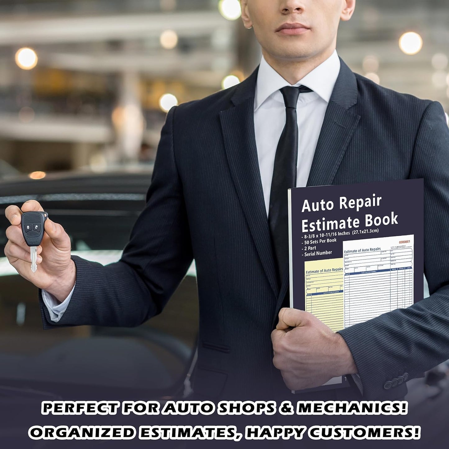 2 Pcs Auto Repair Estimate Book 50 Sets 2-Part Carbonless Duplicate 8-3/8 x 10-11/16 Inches Repair Estimate Book for Auto Repair Shops and Independent Mechanics (2)