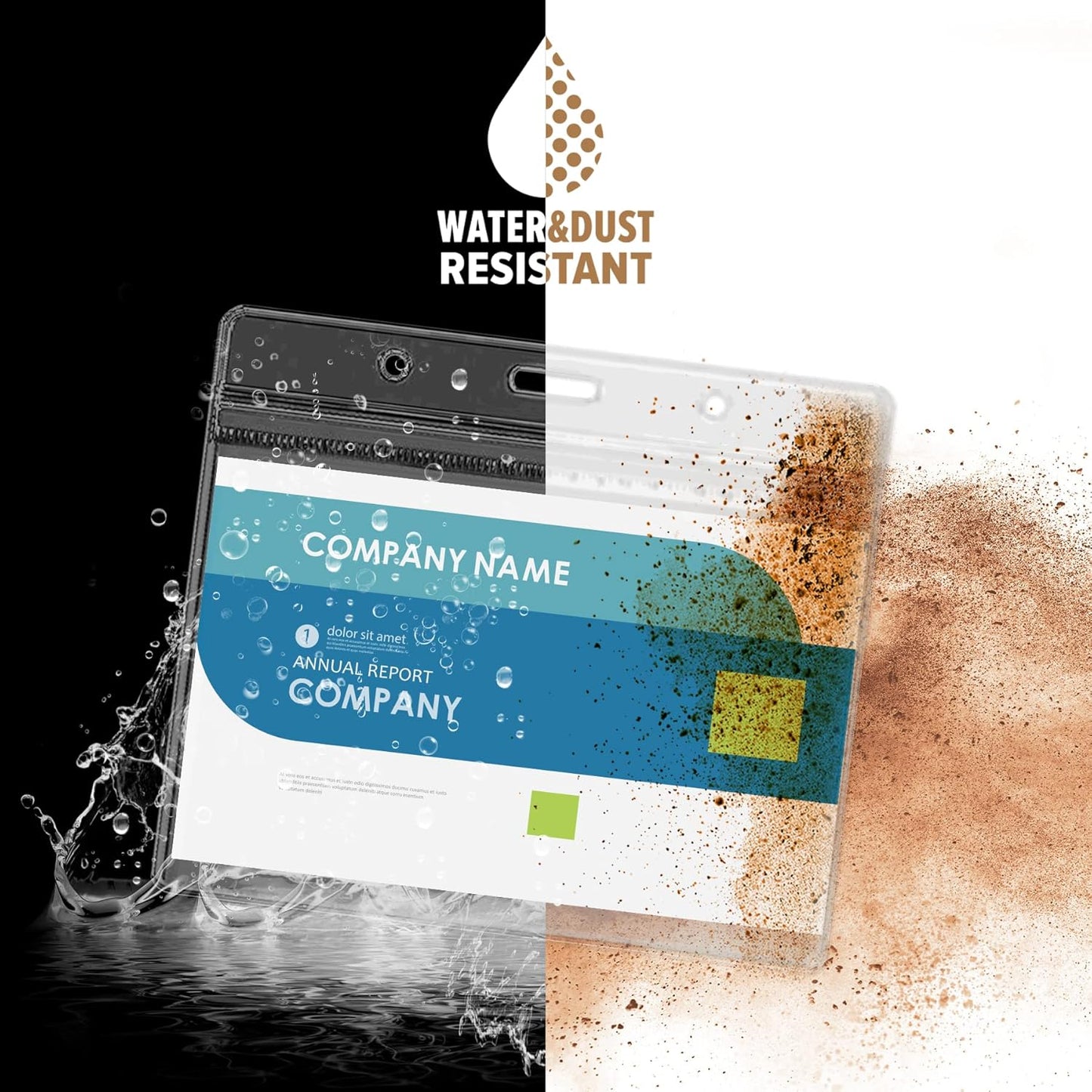 4x3 Inch Horizontal Badge Holder, Clear Plastic ID Card Protector with Waterproof Resealable Zip Type, Badge Sleeve Fits Name Tag Holder/RFID/Proximity/Credit Card (100PCS)