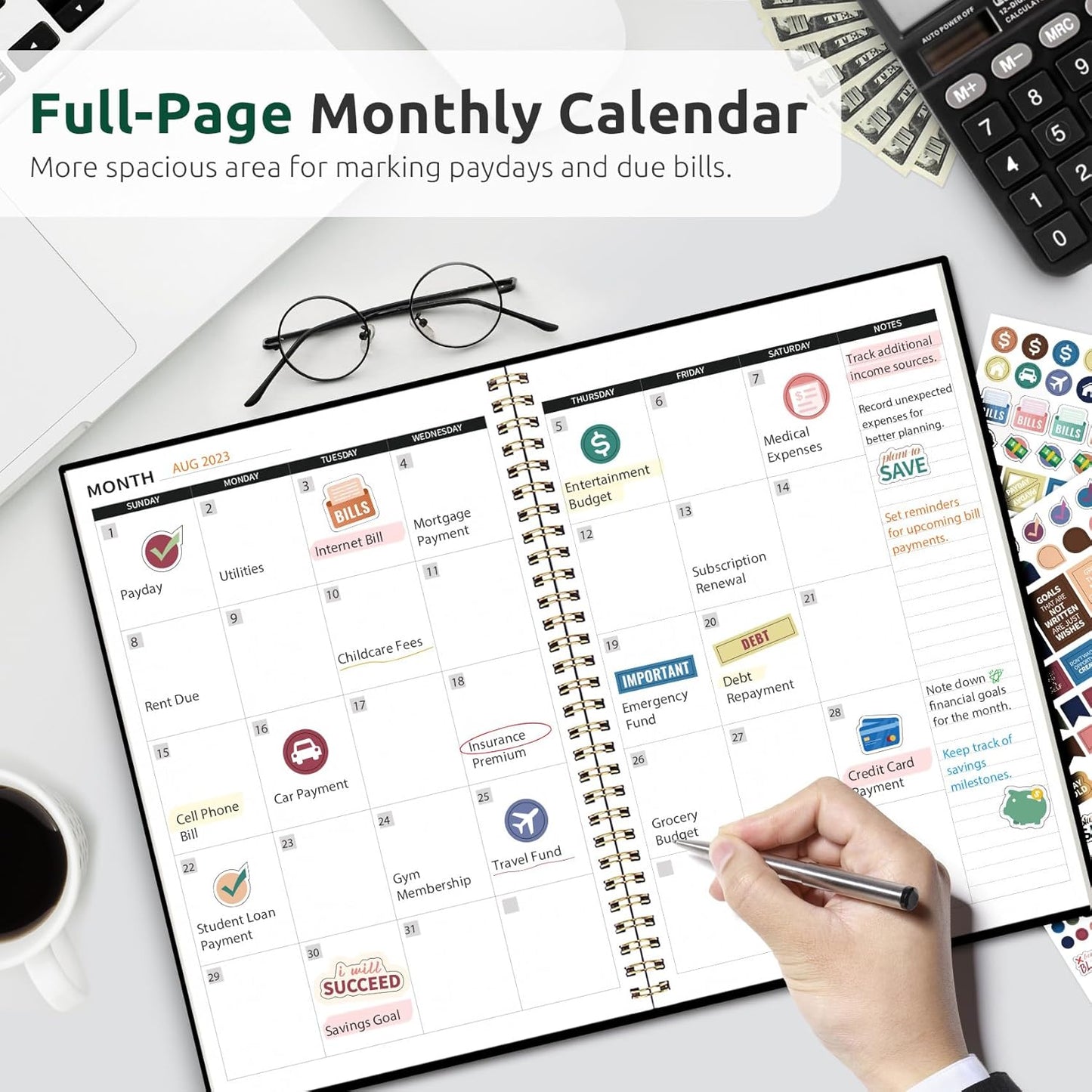 Aesthetic Budget Planner - Monthly Finance Planner with Expense Tracker, Undated Bill Organizer, Budget Notebook to Manage Your Finances, Account Budget Book with Colorful Pattern - Forest Botanica