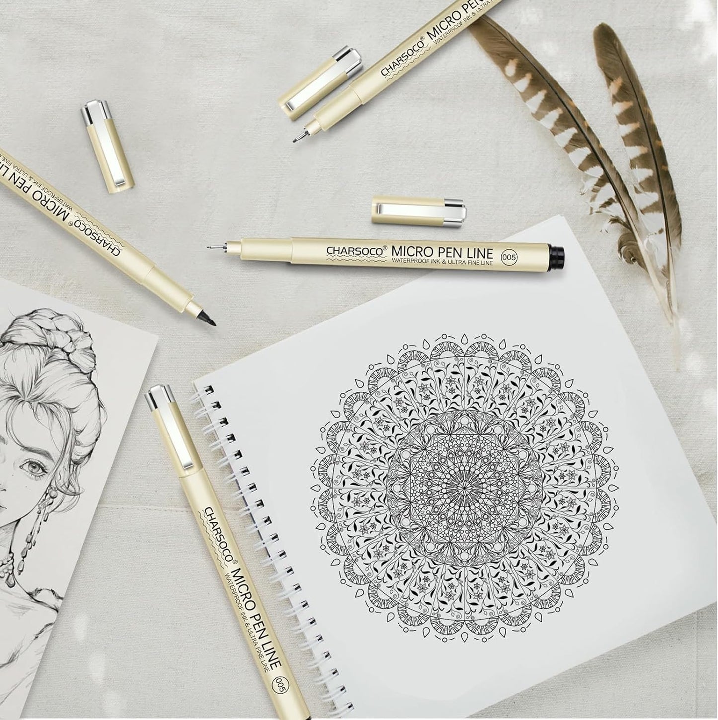 01 Micro Pen, 6 Pack Brown Fine Point Pen with Waterproof Archival Ink, 0.25mm Fineliner Ink Pens for Artist Illustration, Sketching, Anime, Manga, Technical Drawing and Scrapbooking