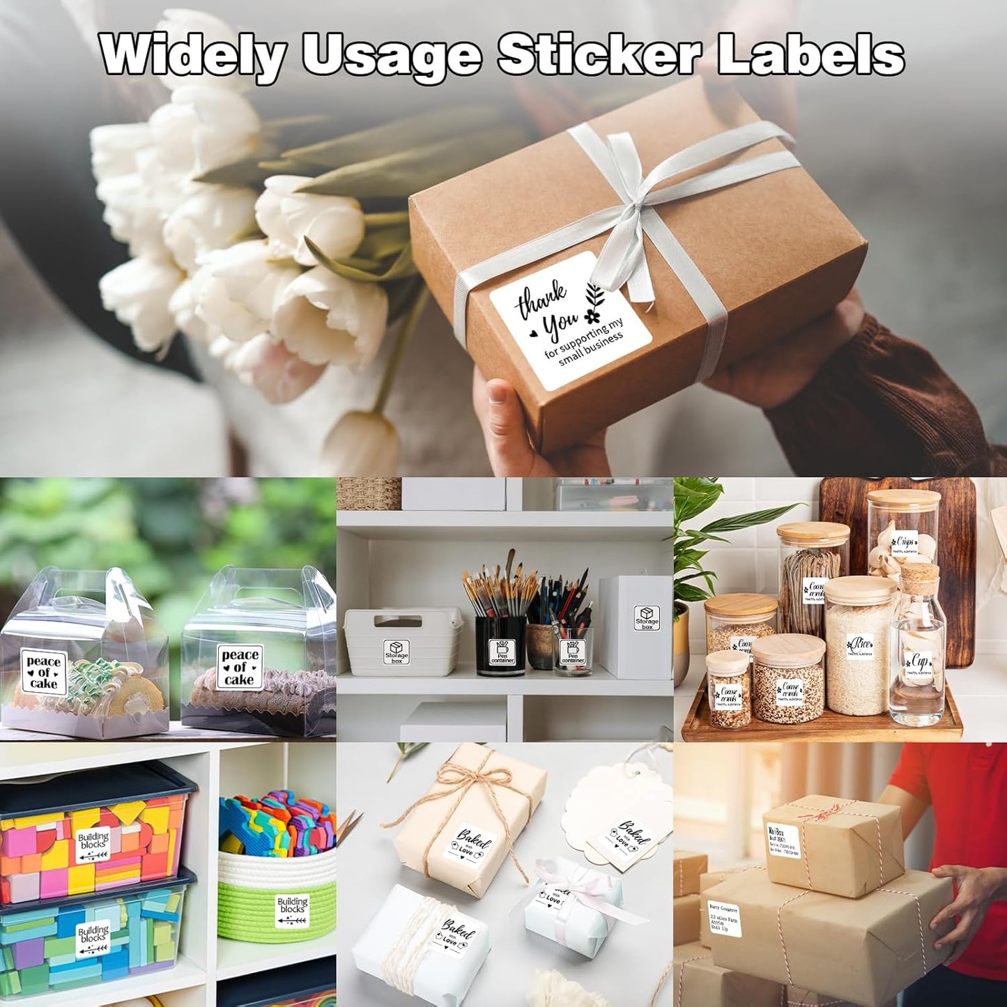 3 Rolls Phomemo Thermal Labels- 1.57''x 1.57'' Sticker Label Compatible for Phomemo M110/M220/M108/M250/M120/M150/M260 Thermal Printer, for Barcode, Address, Mailing, Black on White