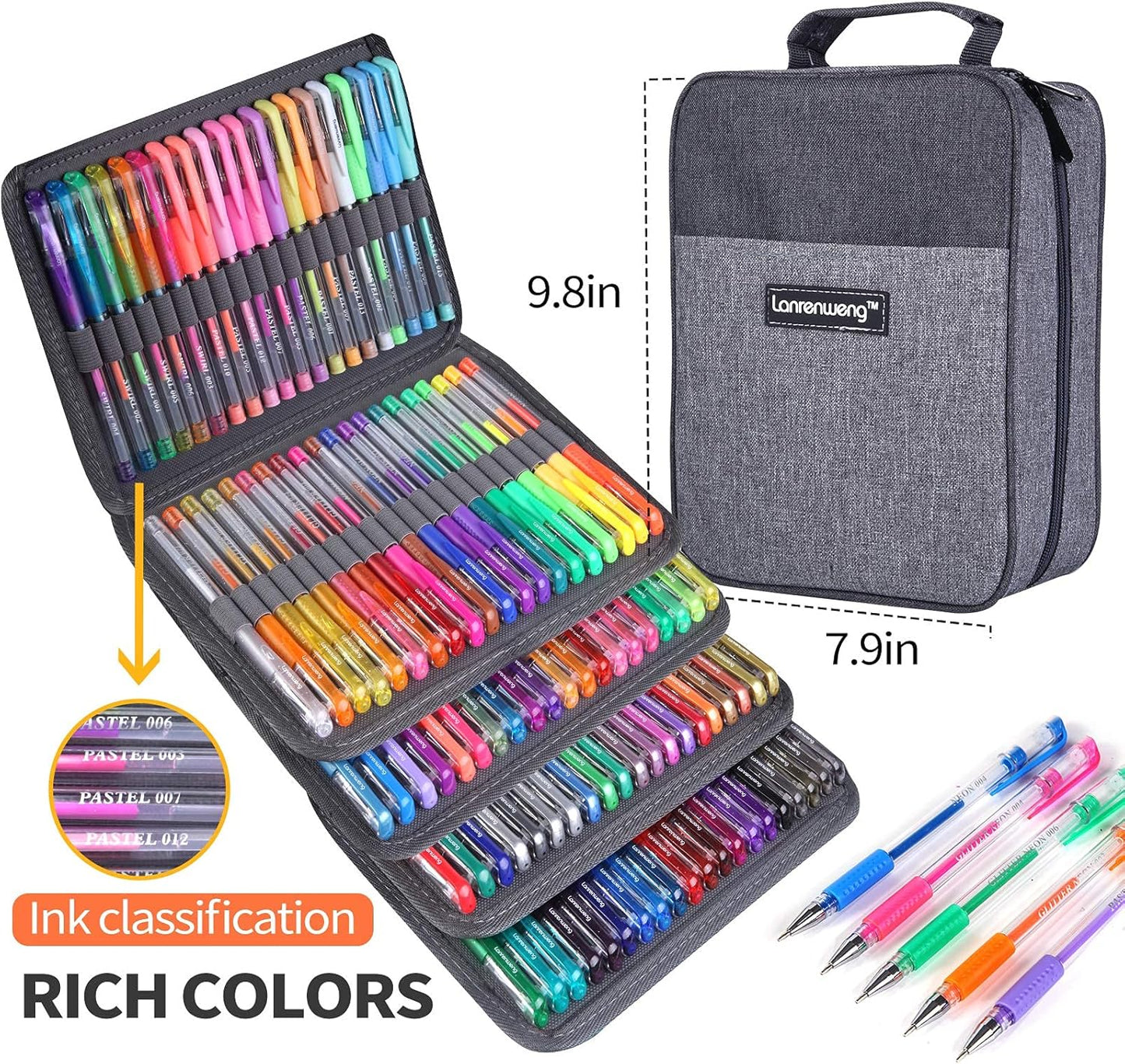 240 Pack Set 120 Colored Gel Pen with 120 Refills, Fine Tip Glitter Gel pens for Kids Adults Coloring Books Drawing Crafts Scrapbooks Bullet Journaling