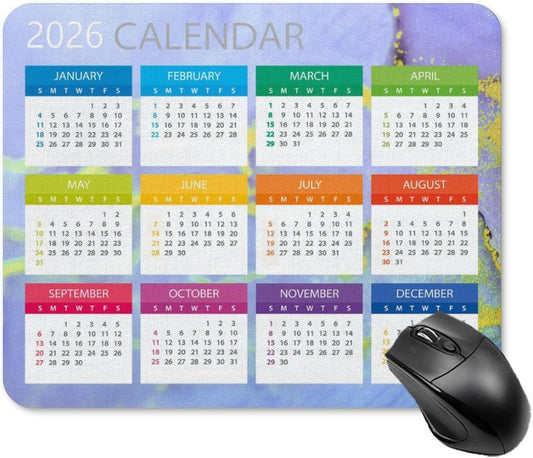 2026 Mouse Pad Calendar,Computer Mouse Pads Calendars Non-Slip Rubber Desk Mat Mousepad Gaming Office Keyboard Mat (9.45x7.87 in)