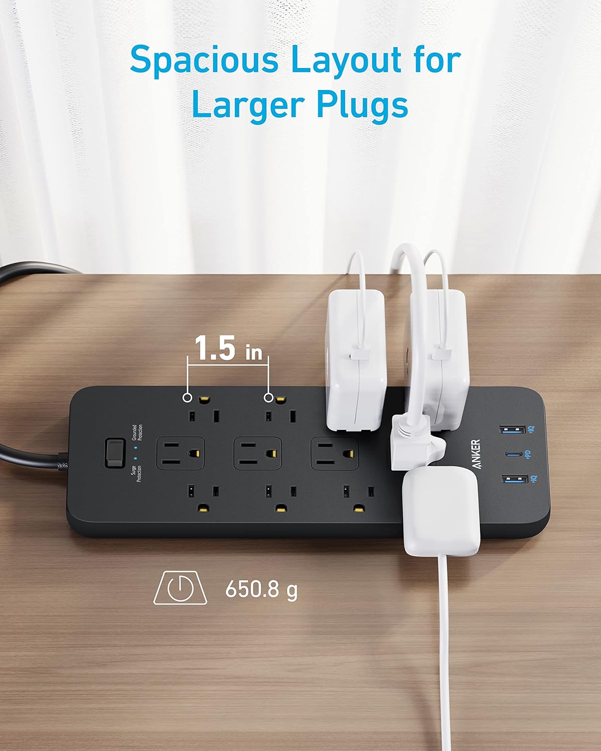 Anker Power Strip Surge Protector (2100J), 12 Outlets with 2 USB A and 1 USB C Port for Multiple Devices, 5ft Extension Cord, 20W Power Delivery Charging for Home, Office, Dorm Essential, TUV Listed