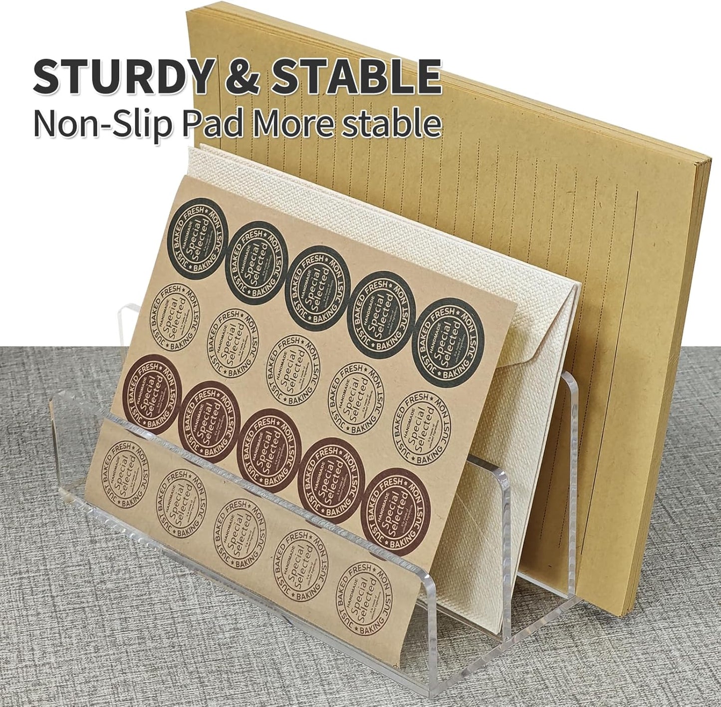 Acrylic Mail Sorter Desktop Organizer Holder,3 Compartments Laddered Clear Desk Letter Organizer Holders for Desk Bill Filling Envelope Holder Office, Home, School Desk Organization