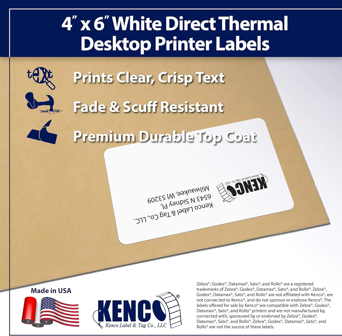 4" X 6" Direct Thermal Perforated Stickers Labels for Shipping Labels, Inventory, and Color Coding - Compatible with Zebra, Rollo, Godex and More (White, 48 Rolls)