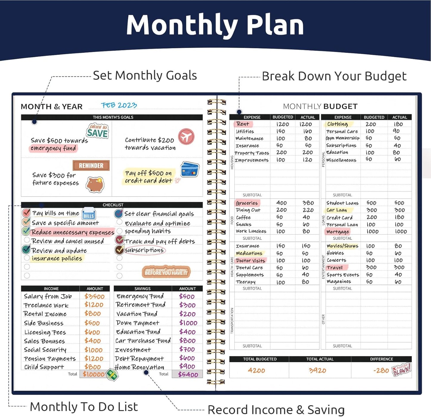 Aesthetic Budget Planner - Monthly Finance Planner with Expense Tracker Notebook, Undated Bill Organizer to Manage Your Finances, Account Book with Colorful Pattern-Starlit Peaks