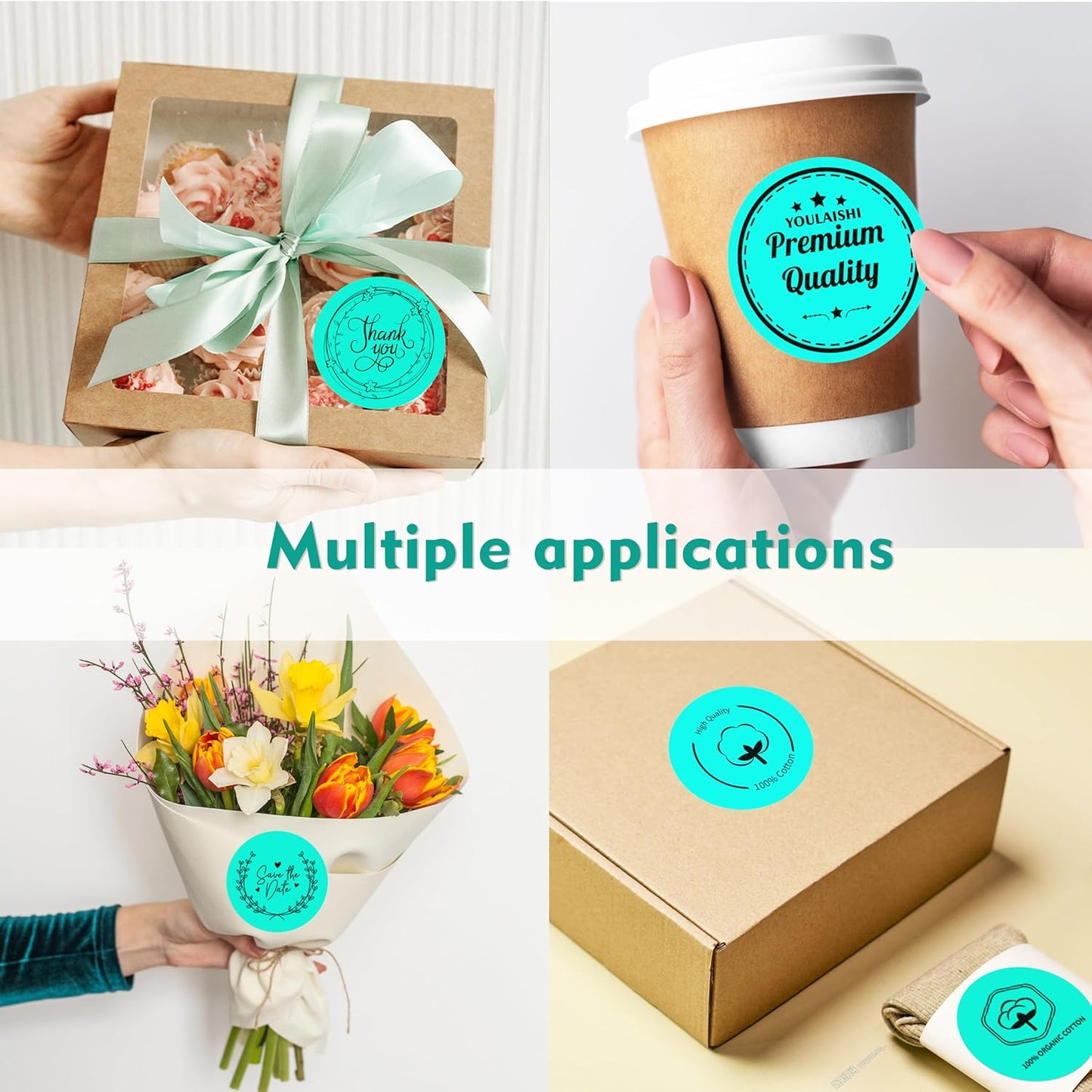 3 X 3 Inch Color Coding Dot Labels Circle Thermal Printable Waterproof 2000 Pcs Round Stickers Adhesive Writable for Office, Home, Garage, DIY Sticker, Barcodes, Name Tag, Watercolor Green