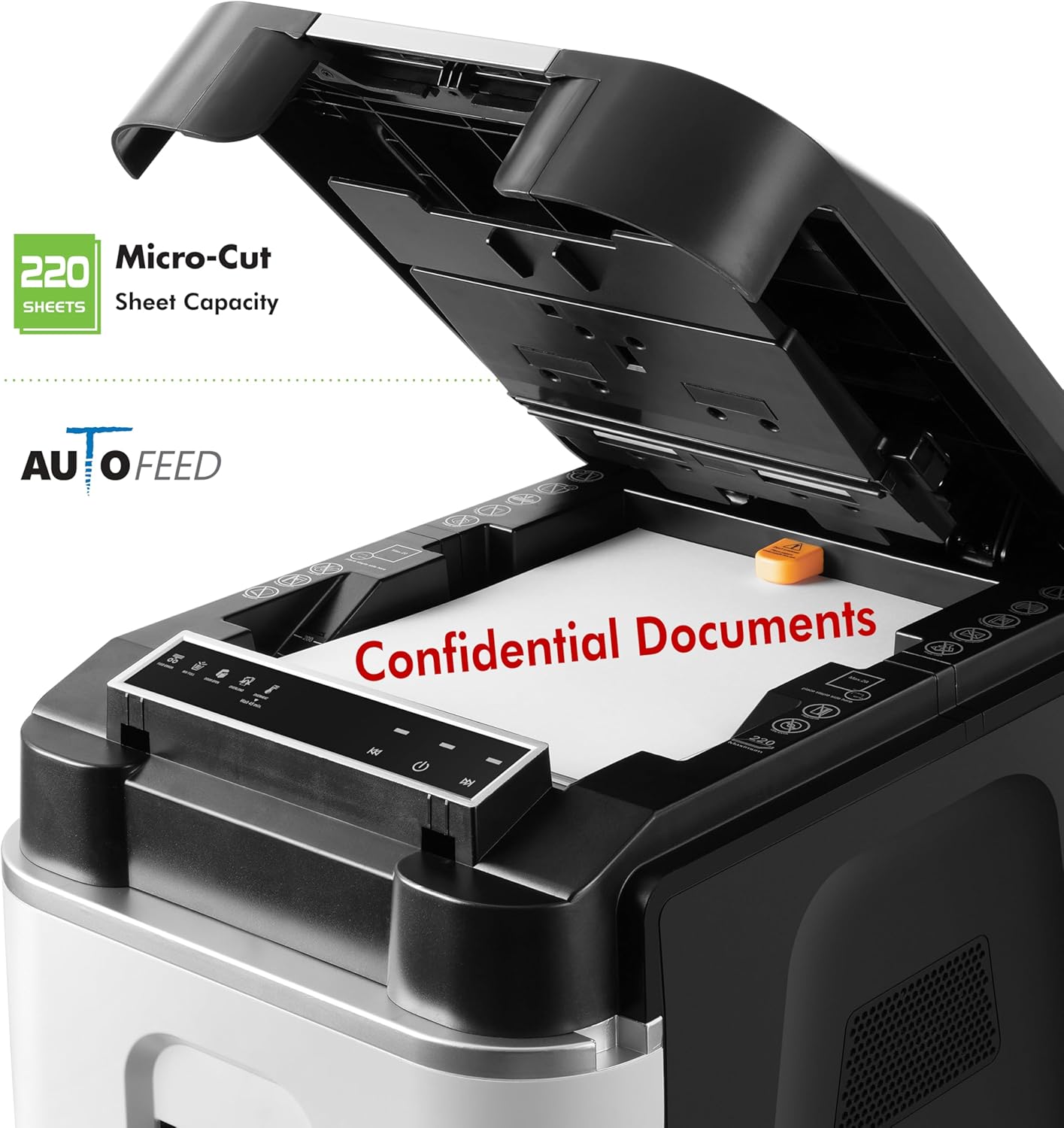 Aurora Commercial Grade 220-Sheet Auto Feed High Security Micro-Cut Paper Shredder/ 60 Minutes/Security Level P-5