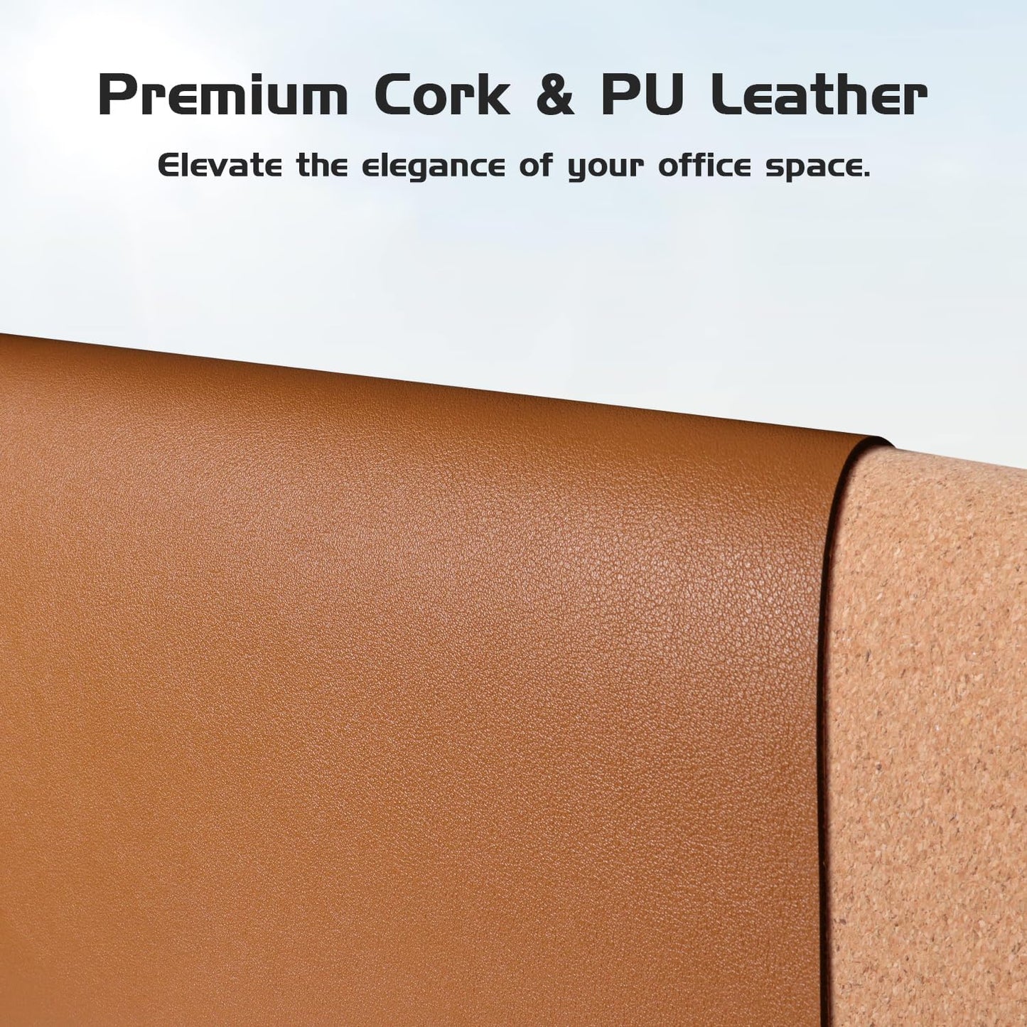 Aothia Double-Sided Desk Pad, 37.8"x17" Leather Desk Mat, Eco Cork Desk Pad Protector,Large Mouse Pad,Waterproof Desk Blotter for Office/Home(Brown)