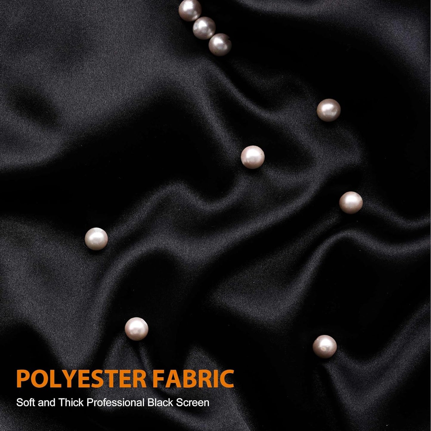 8 x 10 FT Black Backdrop - Premium Polyester for Video Streaming, Portrait Photoshoot, Wall Mounted, Parties and Small Events