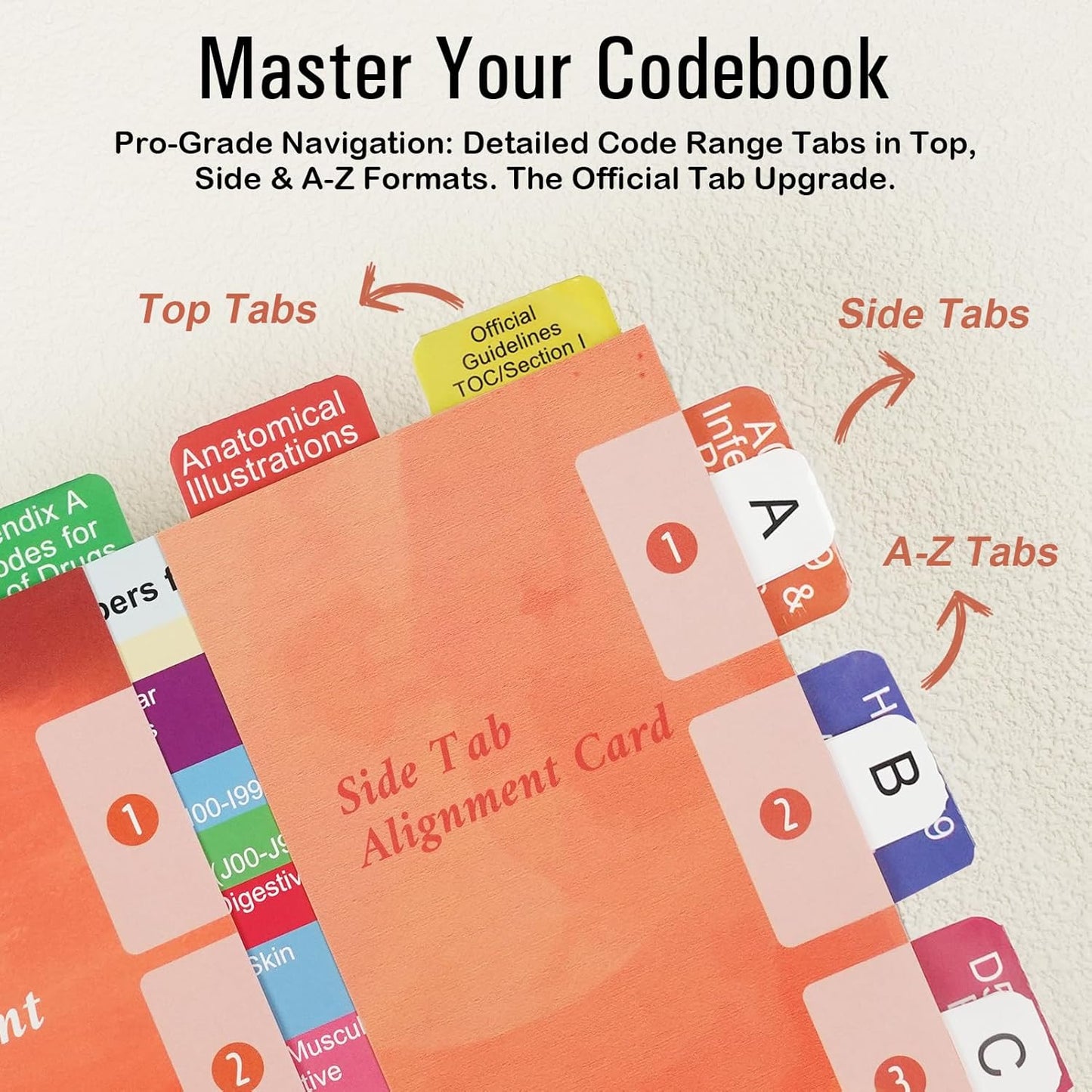 Index Tabs for ICD-10-CM Code Book 2025 AAPC Version, Upgraded Book Tabs, Color-Coded Medical Coding 2025, Laminated & Repositionable Tabs with Alignment Guide & Blank Tabs (Codebook Not Included)